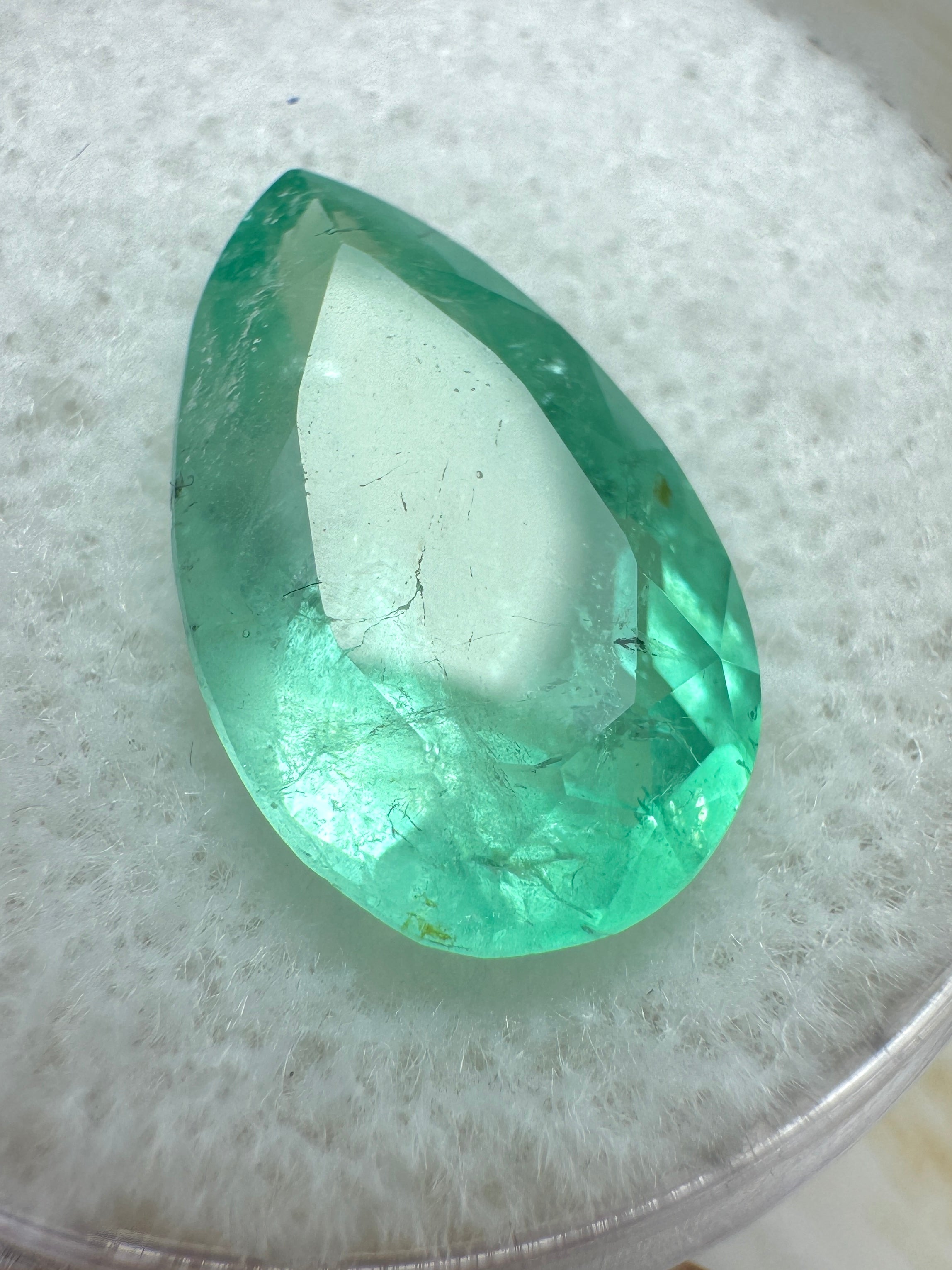 4.20 Carat Light Clean Green Natural Loose Colombian Emerald-Pear Cut - JR Colombian Emeralds