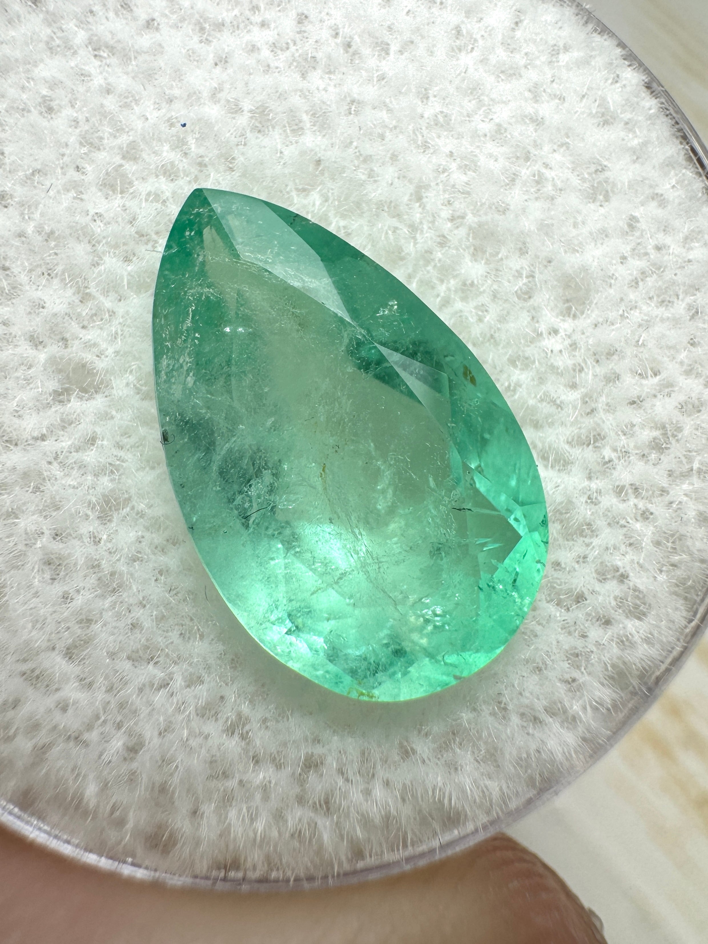 4.20 Carat Light Clean Green Natural Loose Colombian Emerald-Pear Cut - JR Colombian Emeralds