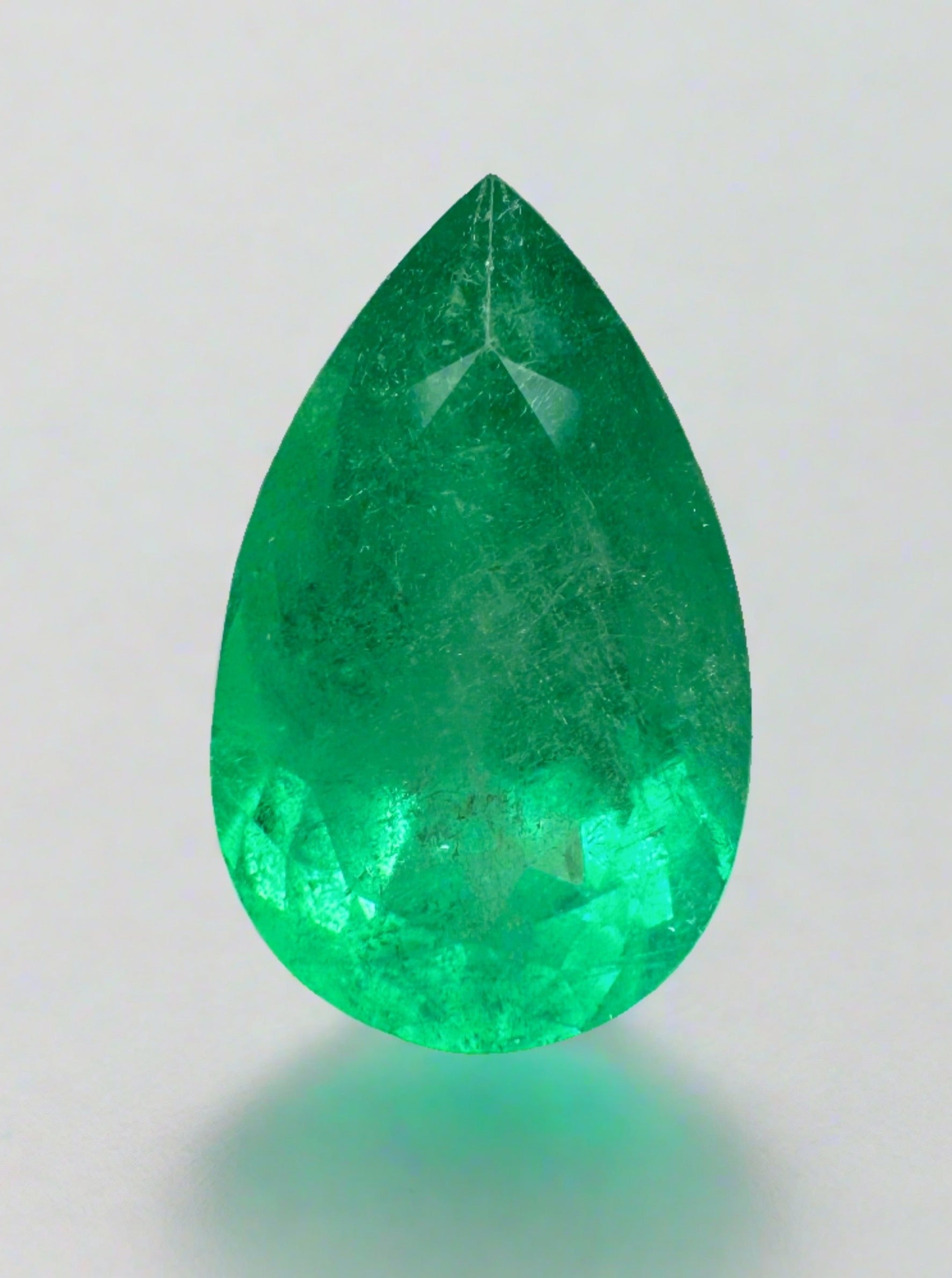 4.27 Carat 14x9 Medium Green Natural Loose Colombian Emerald-Pear Cut - JR Colombian Emeralds