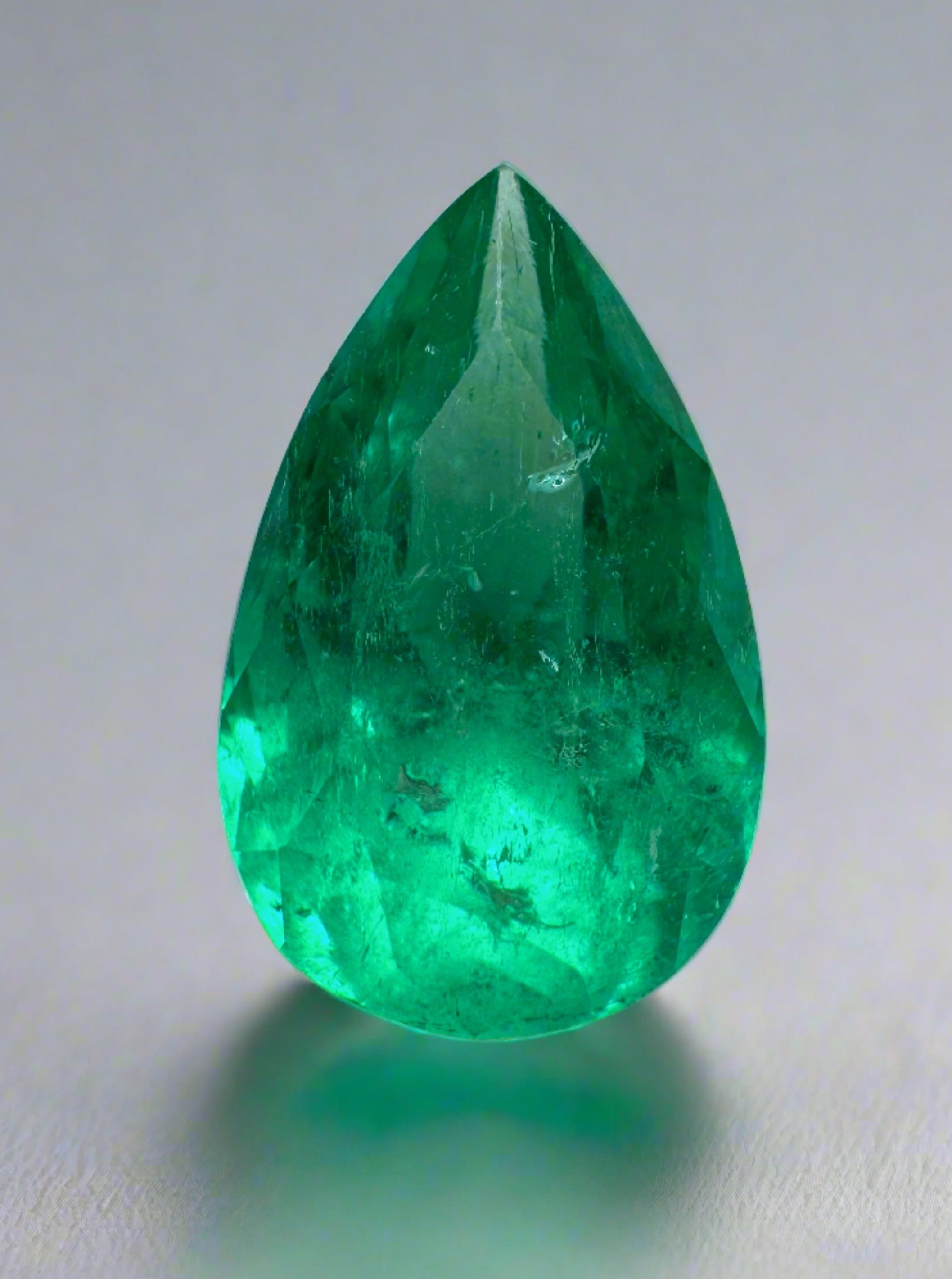 4.36 Carat Glowing Green Natural Loose Colombian Emerald-Pear Cut - JR Colombian Emeralds