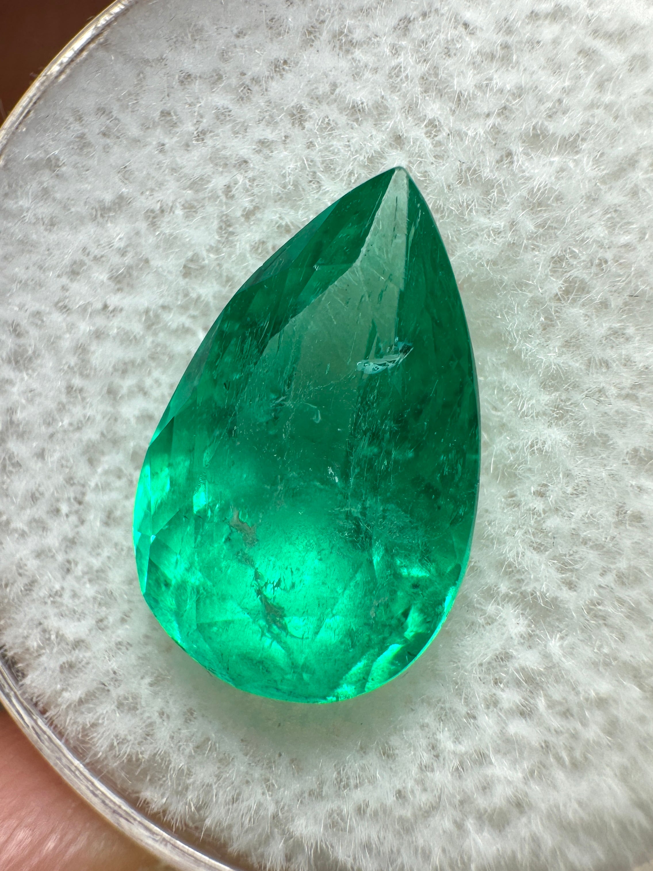 4.36 Carat Glowing Green Natural Loose Colombian Emerald-Pear Cut - JR Colombian Emeralds