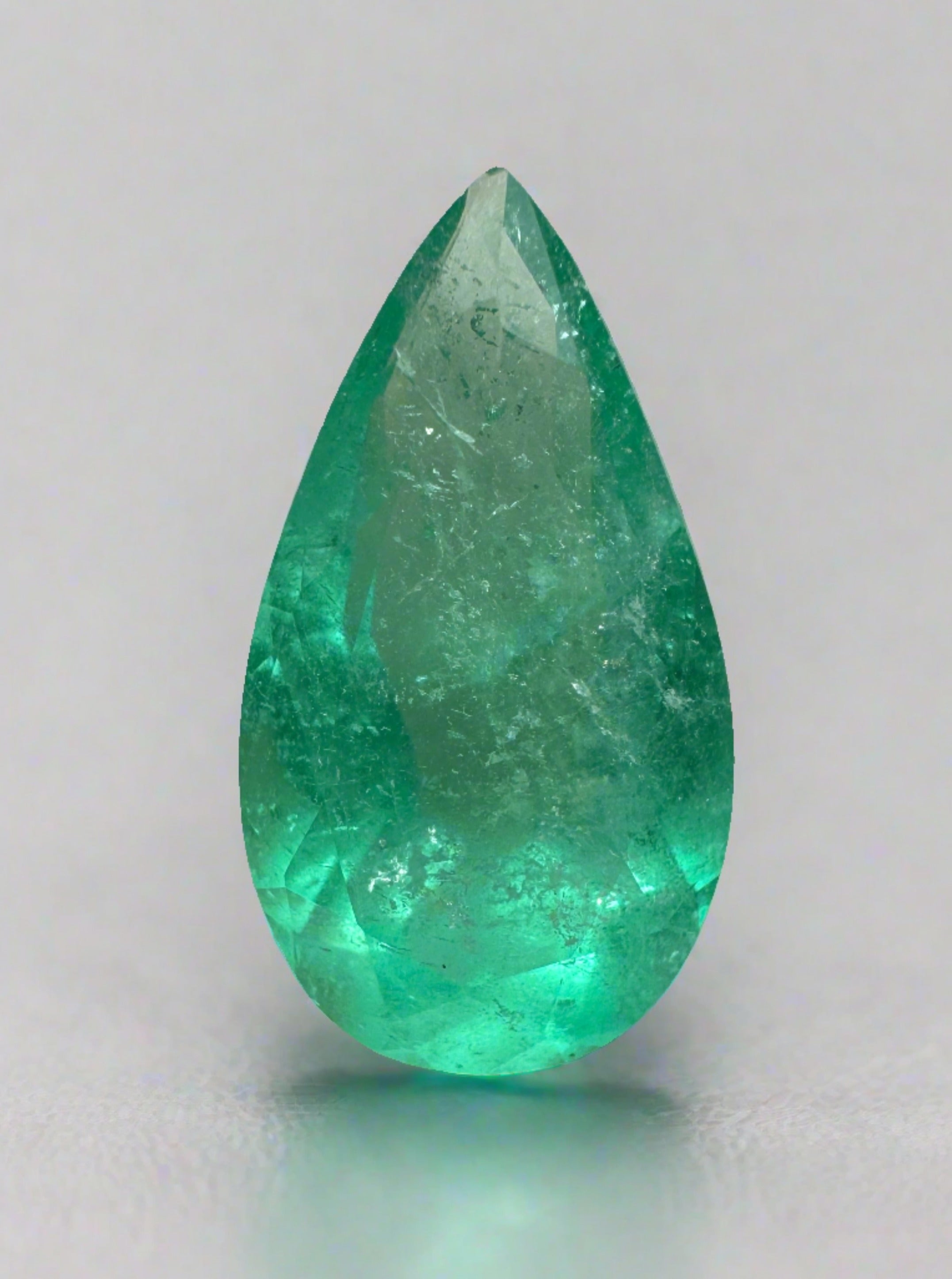 4.49 Carat 16x9 Slender Green Natural Loose Colombian Emerald-Pear Cut - JR Colombian Emeralds