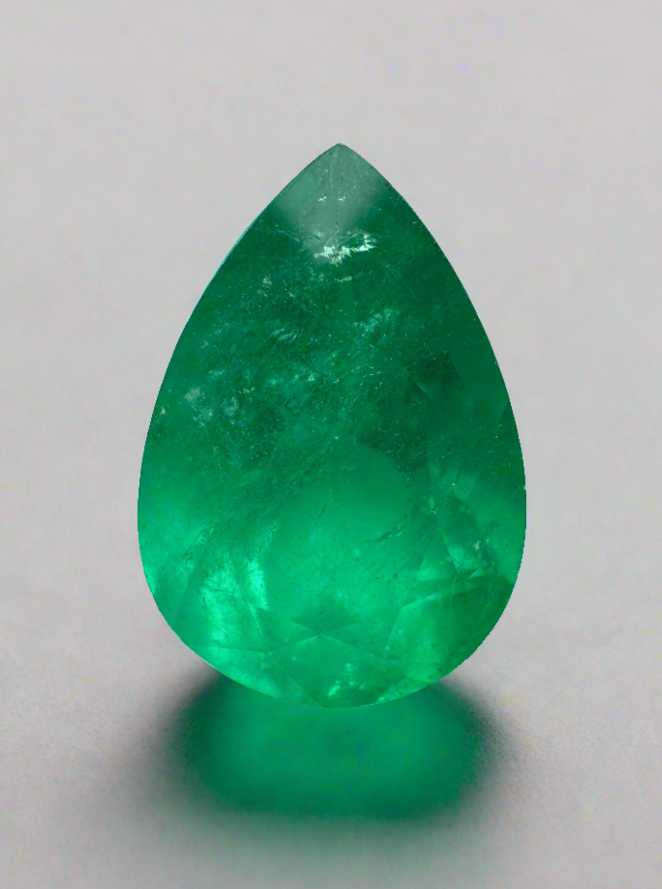 4.52 Carat Yellowish Green Natural Loose Colombian Emerald-Pear Cut - JR Colombian Emeralds