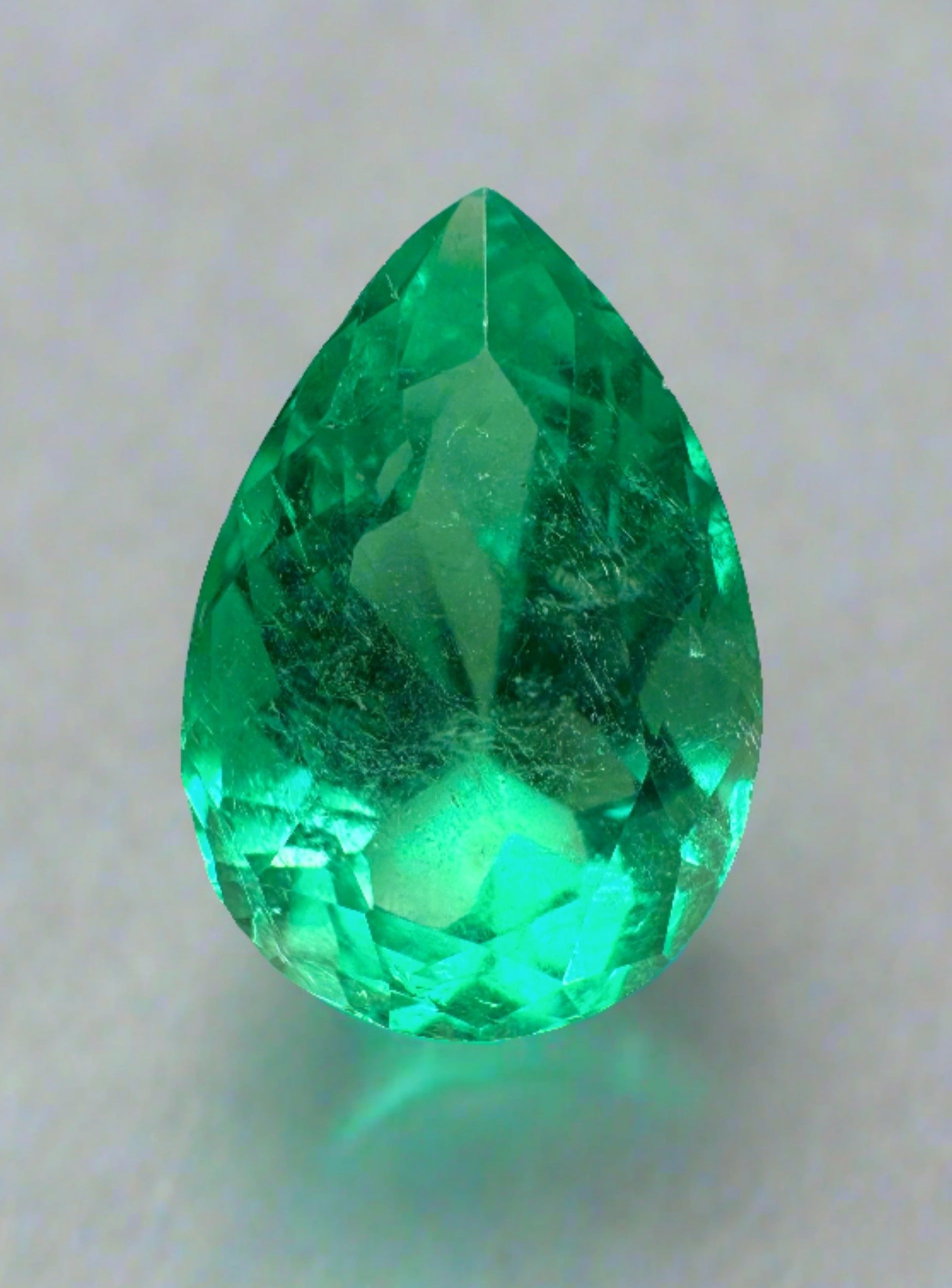 4.59 Carat 14x9 Vivacious Natural Loose Colombian Emerald-Pear Cut - JR Colombian Emeralds