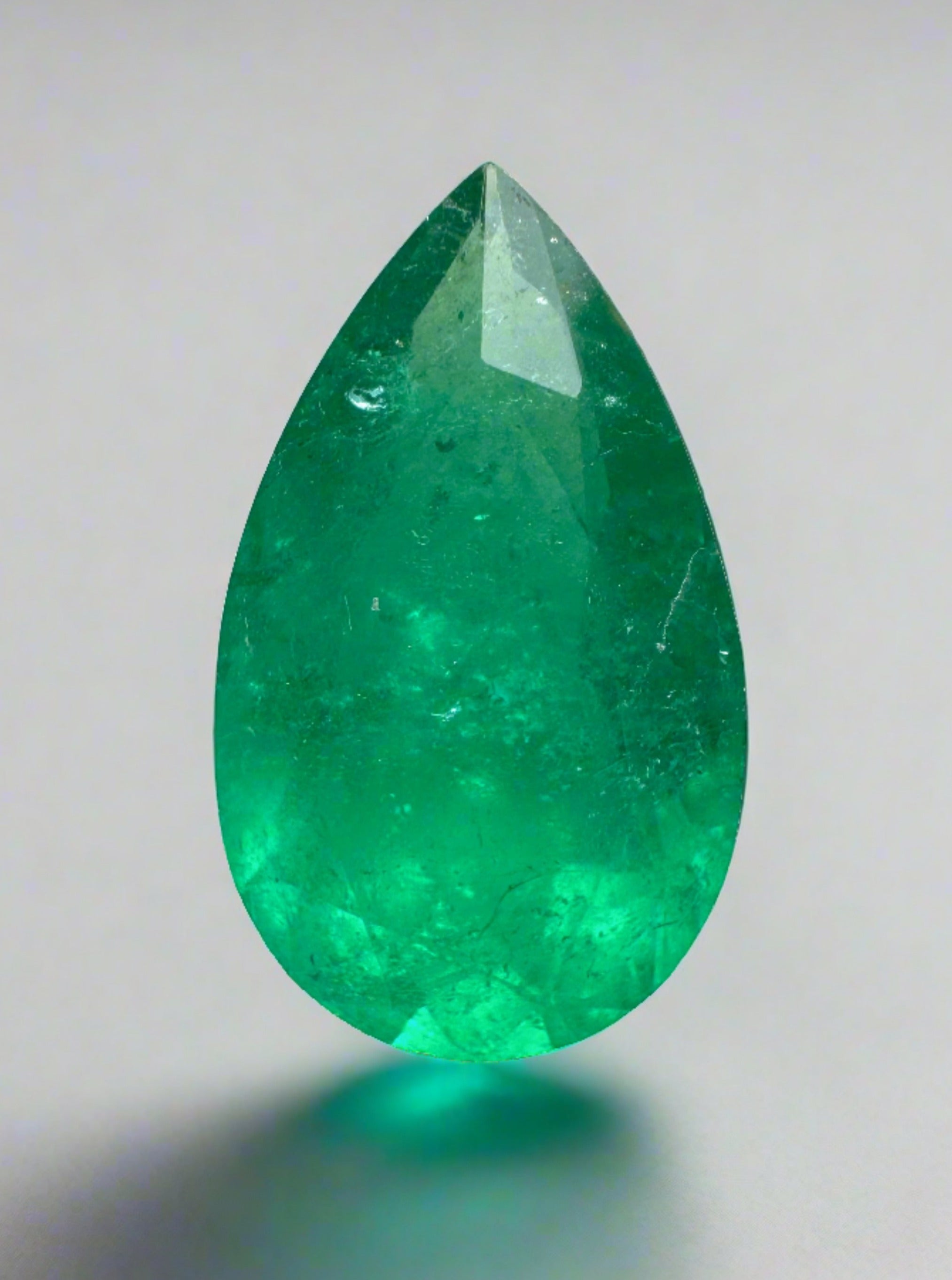 4.73 Carat 16x10 Deep Green Natural Loose Colombian Emerald-Pear Cut - JR Colombian Emeralds