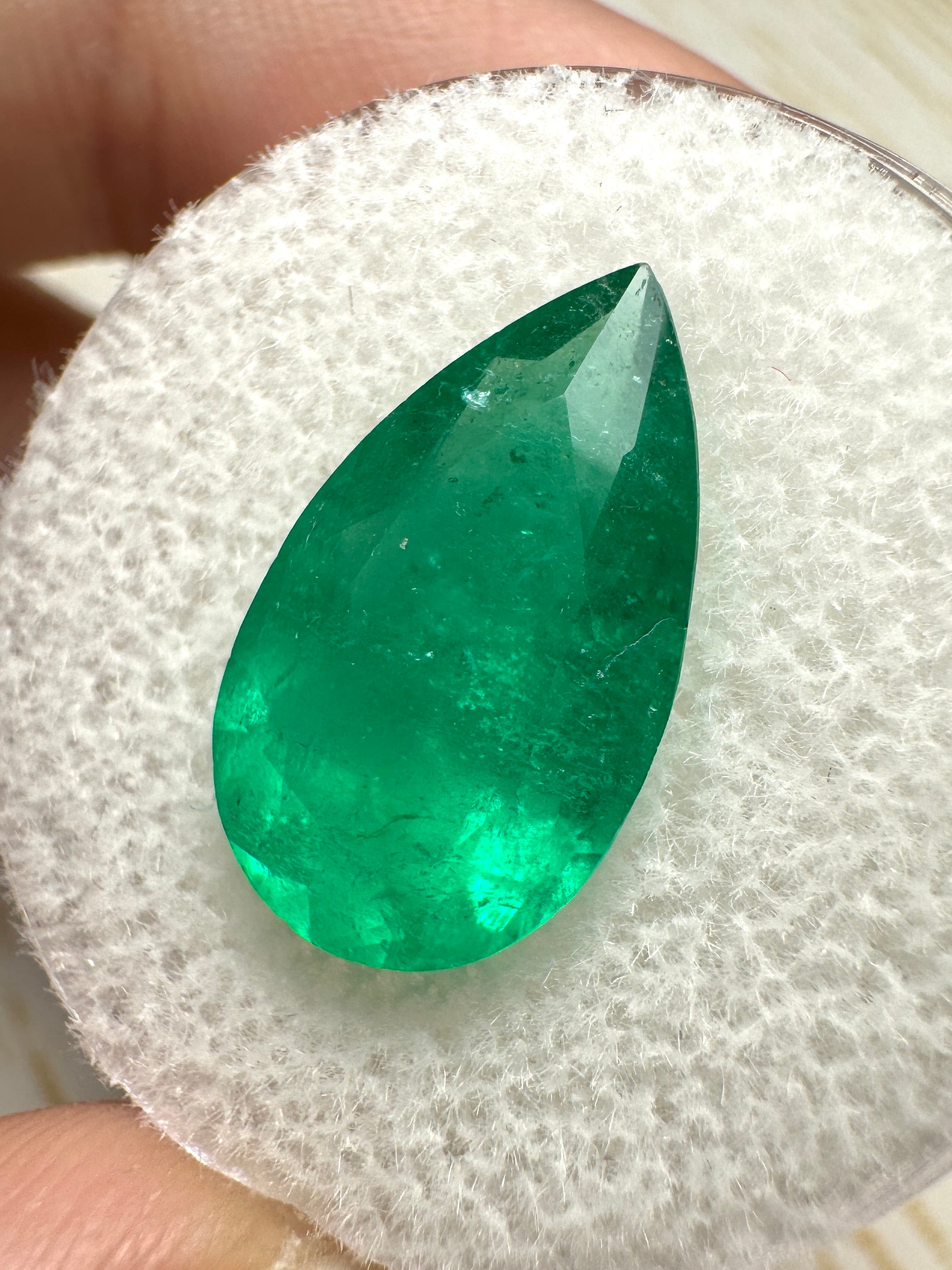 4.73 Carat 16x10 Deep Green Natural Loose Colombian Emerald-Pear Cut - JR Colombian Emeralds