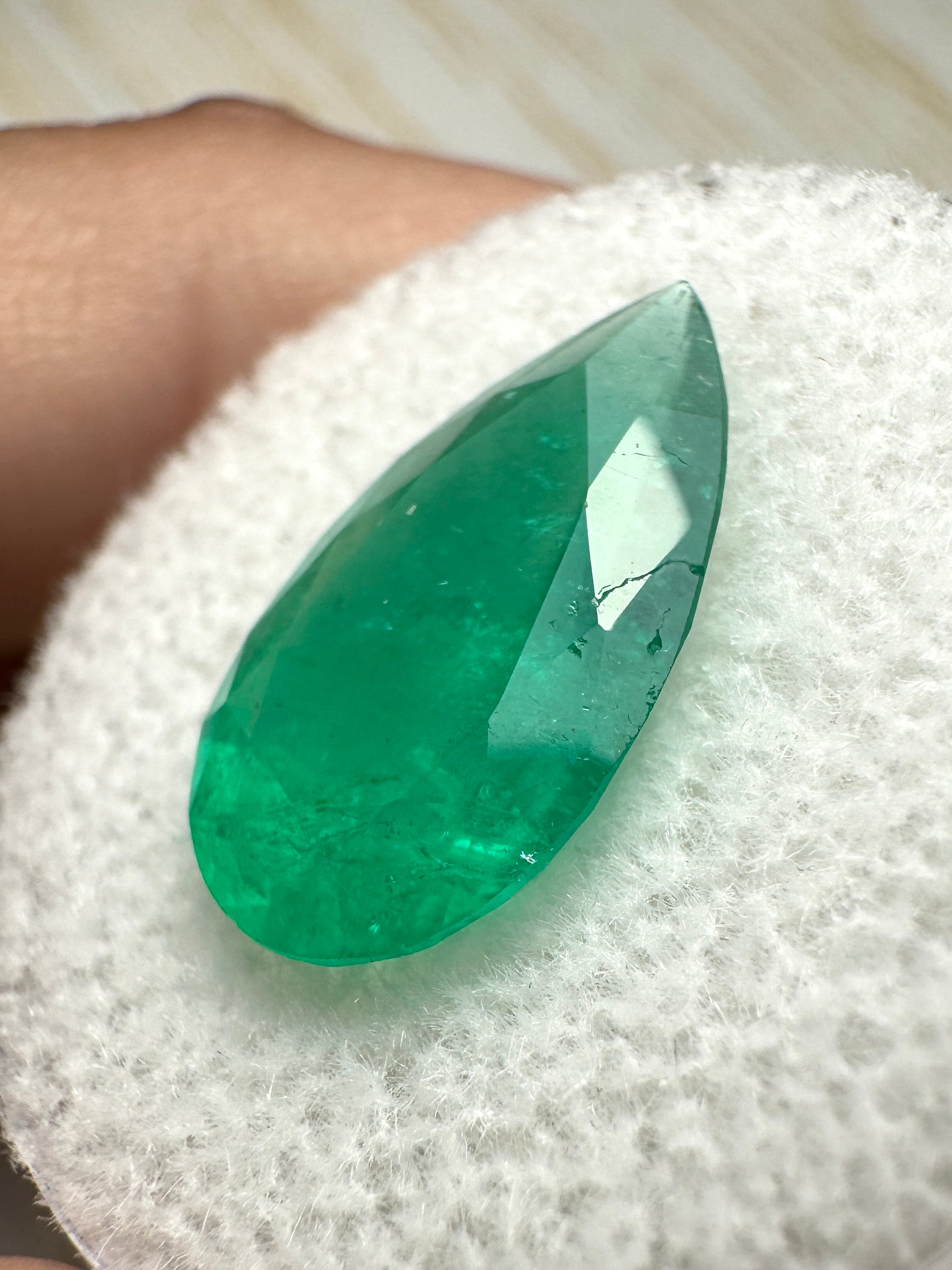 4.73 Carat 16x10 Deep Green Natural Loose Colombian Emerald-Pear Cut - JR Colombian Emeralds