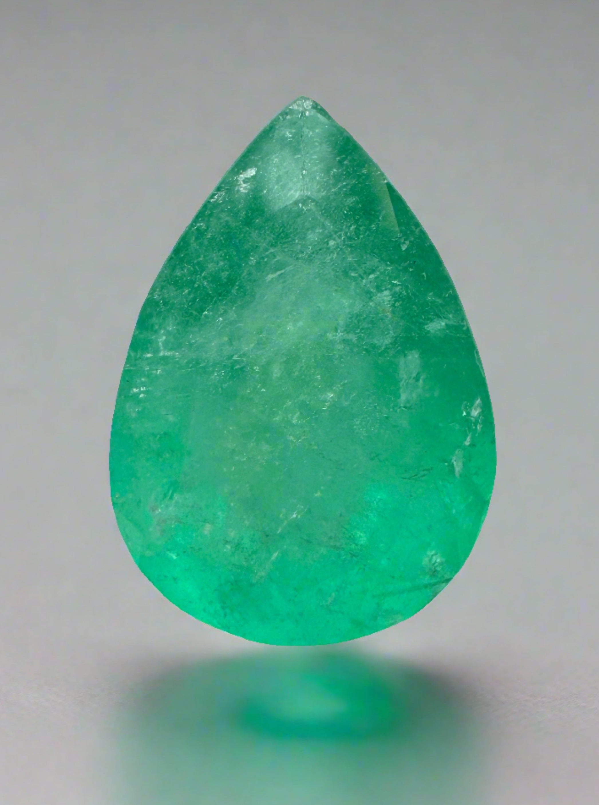 4.77 Carat Yellowish Green Natural Loose Colombian Emerald-Pear Cut - JR Colombian Emeralds