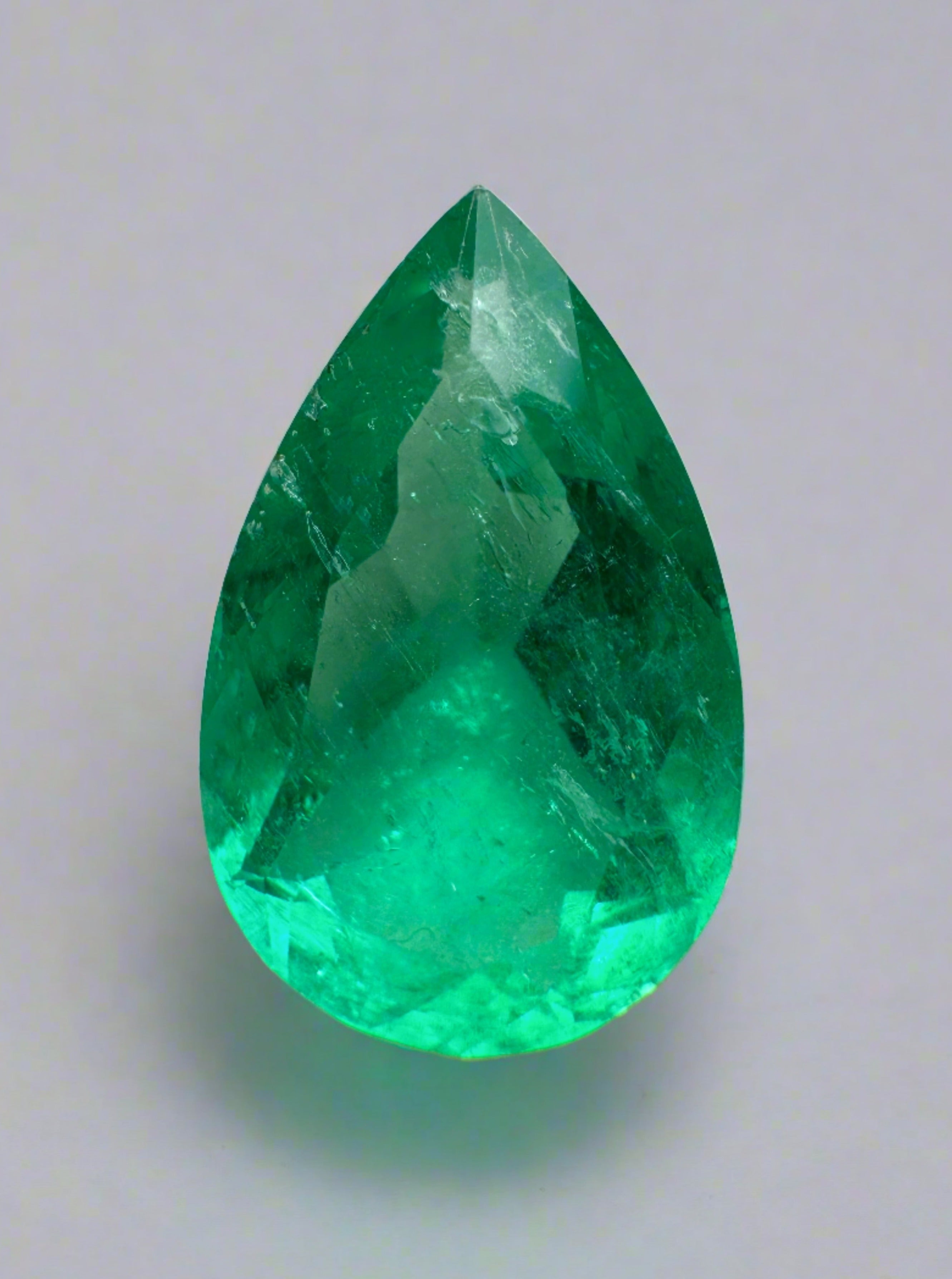 5.27 carat 16x10 Medium Green Natural Loose Colombian Emerald-Pear Cut - JR Colombian Emeralds