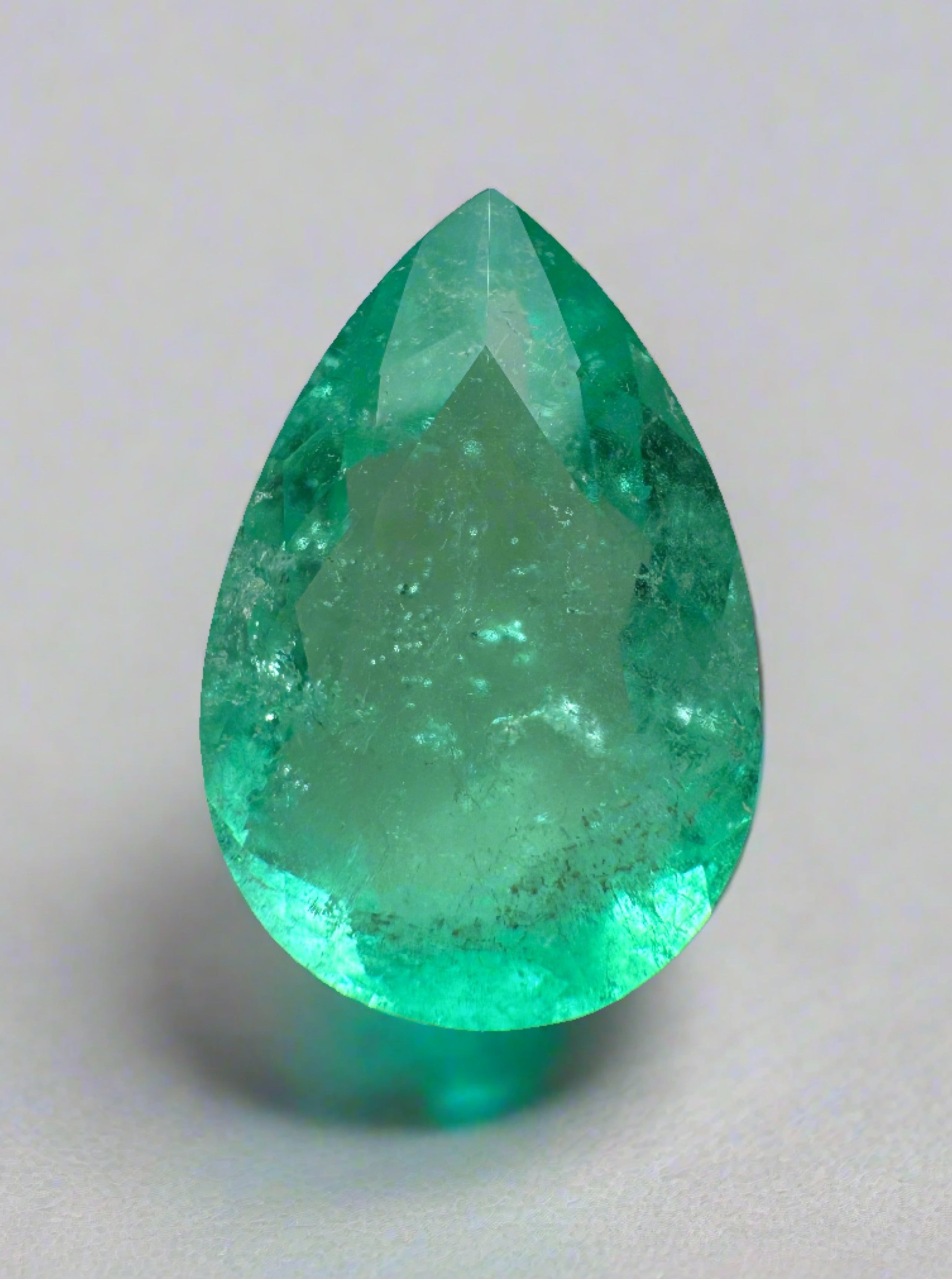 5.52 Carat Light Medium Green Natural Loose Colombian Emerald-Pear Cut - JR Colombian Emeralds