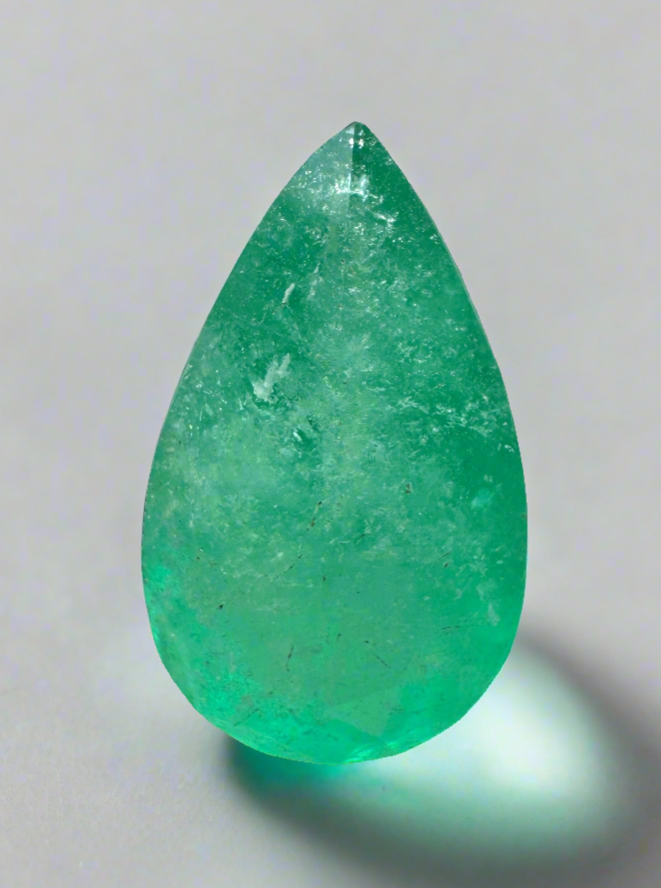 5.62 Carat 16.3x9.7 Green Natural Loose Colombian Emerald-Pear Cut - JR Colombian Emeralds