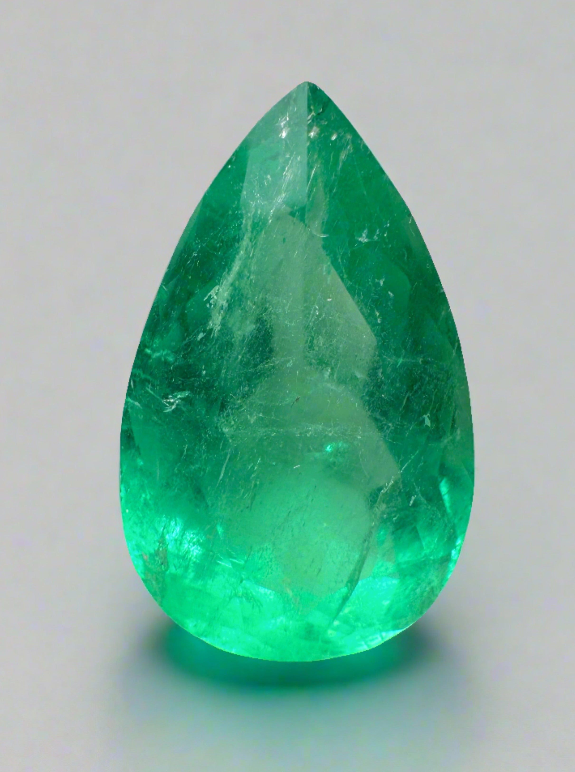 5.86 carat 15.5x9.5 Spring Green Natural Loose Colombian Emerald-Pear Cut - JR Colombian Emeralds