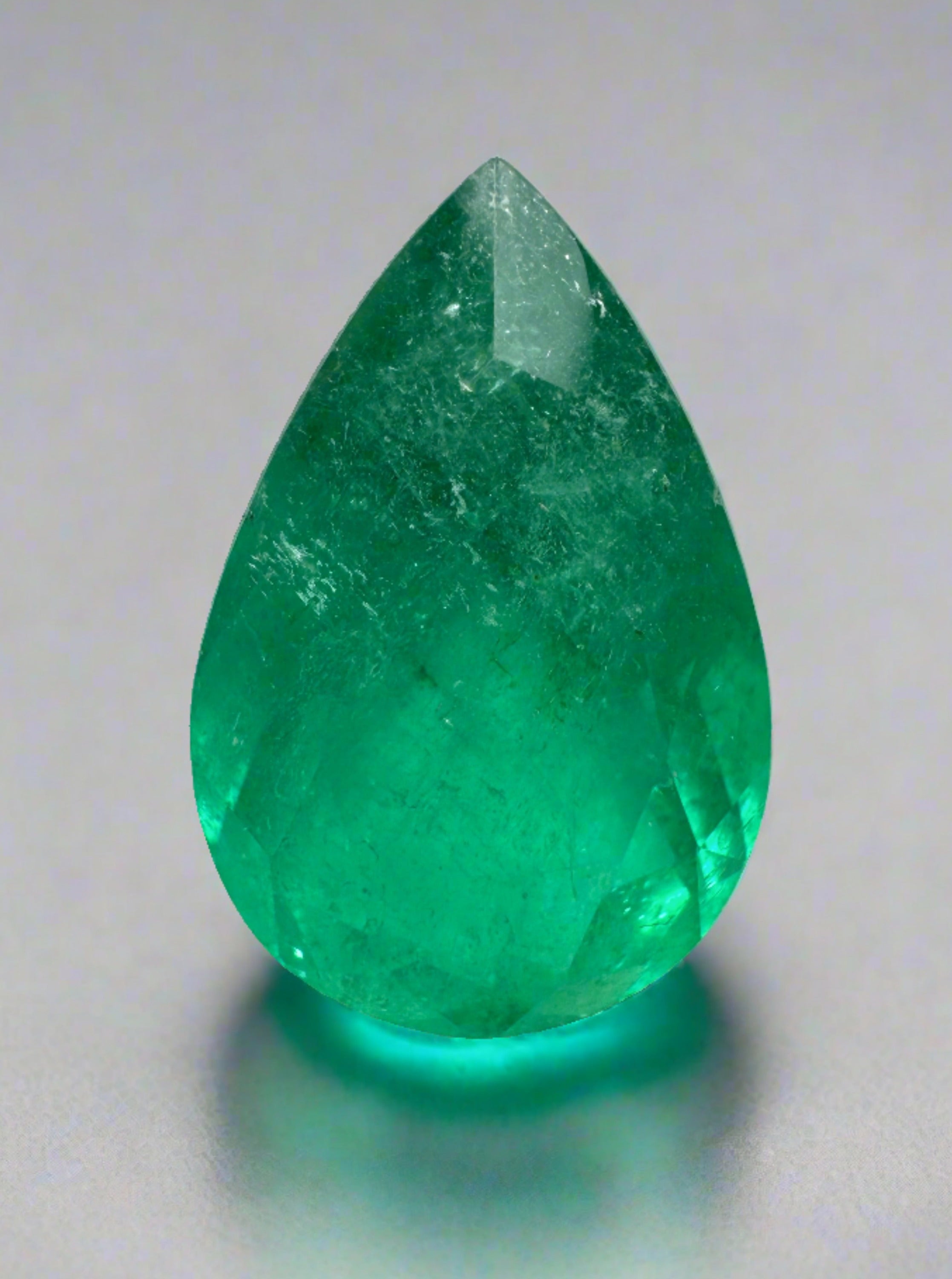 5.86 Carat 15x10 Rich Green Natural Loose Colombian Emerald-Pear Cut - JR Colombian Emeralds