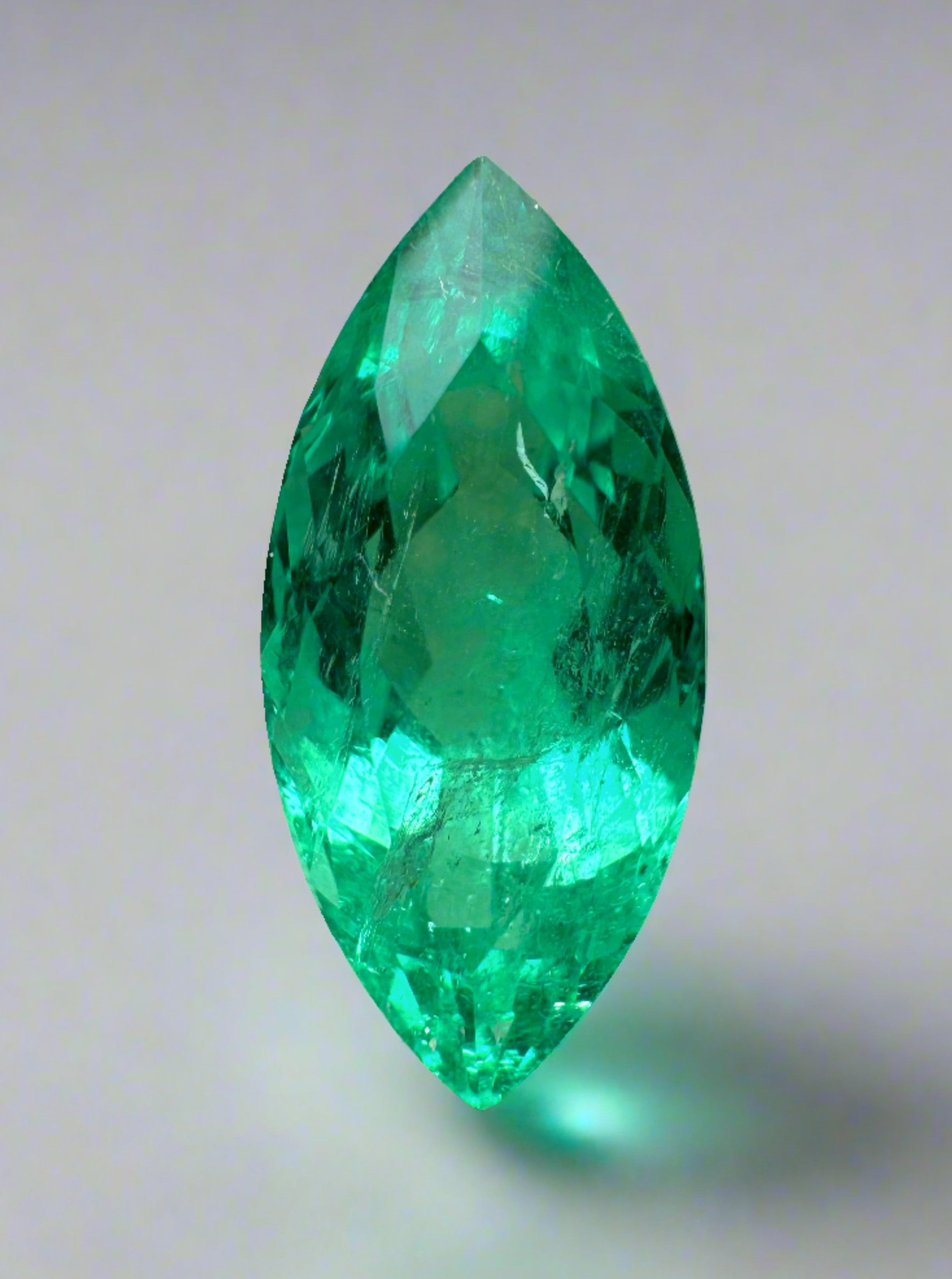 6.84cts 18.5x9 Natural Colombian Green Emerald Marquise - JR Colombian Emeralds