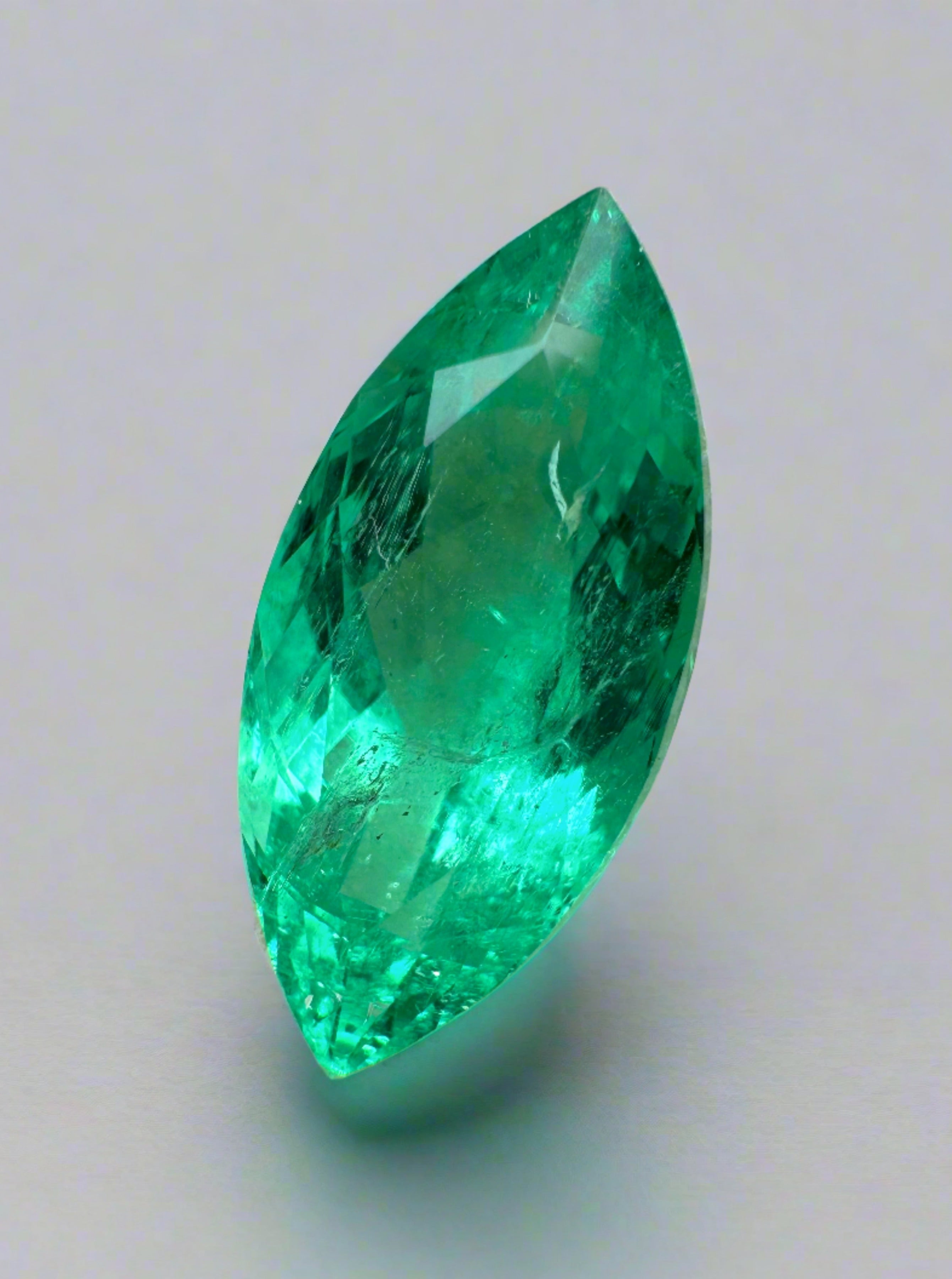 6.84cts 18.5x9 Natural Colombian Green Emerald Marquise - JR Colombian Emeralds