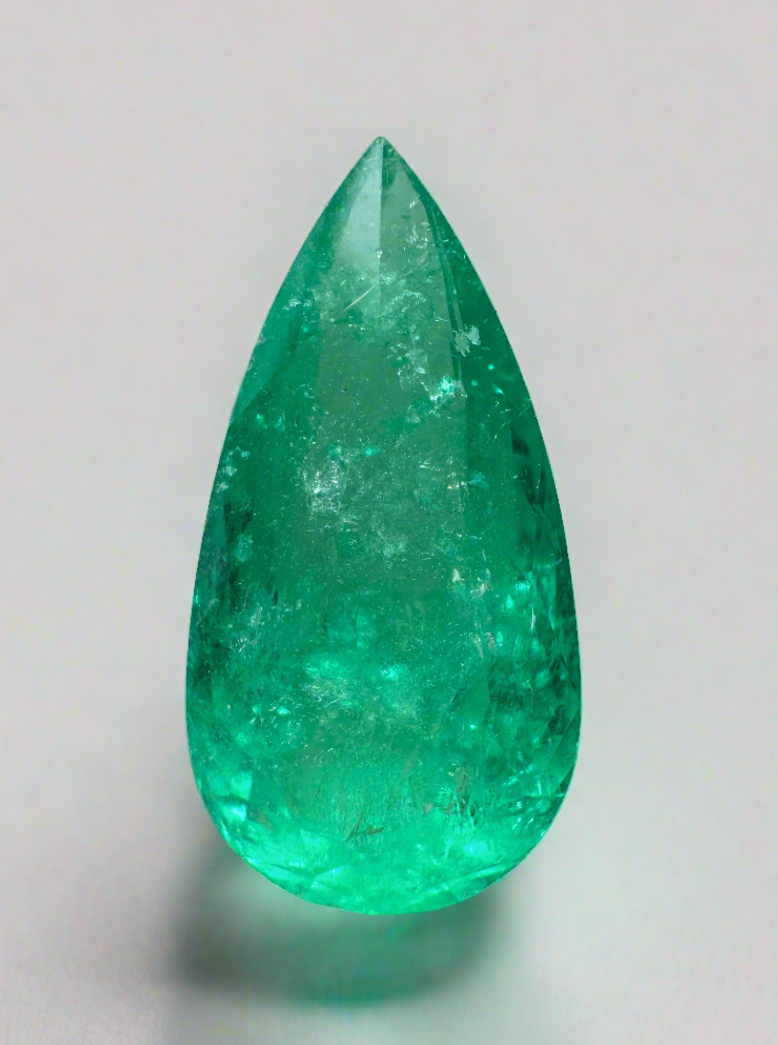 8.57 Carat 21x11 HUGE Green Natural Loose Colombian Emerald-Pear Cut - JR Colombian Emeralds