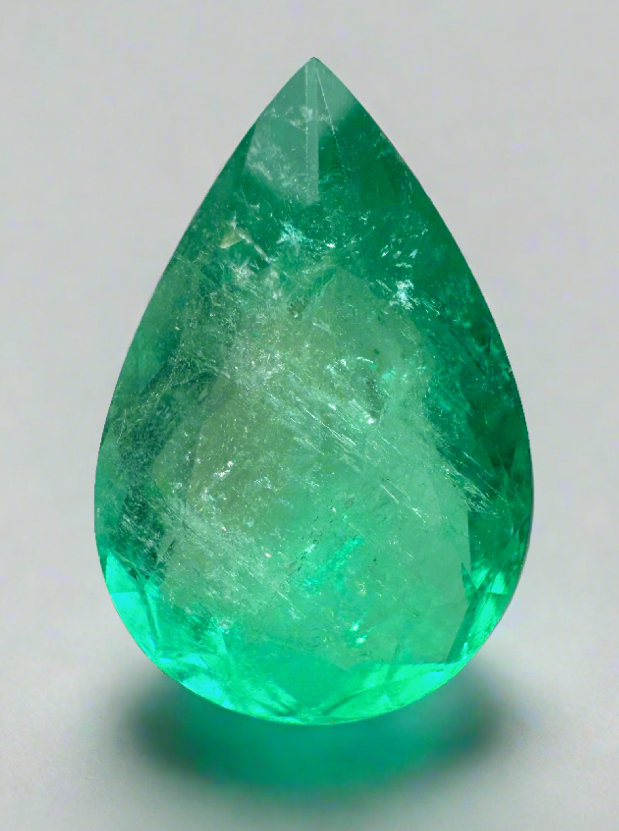 10.05 Carat 20x13 LARGE Green Natural Loose Colombian Emerald-Pear Cut - JR Colombian Emeralds