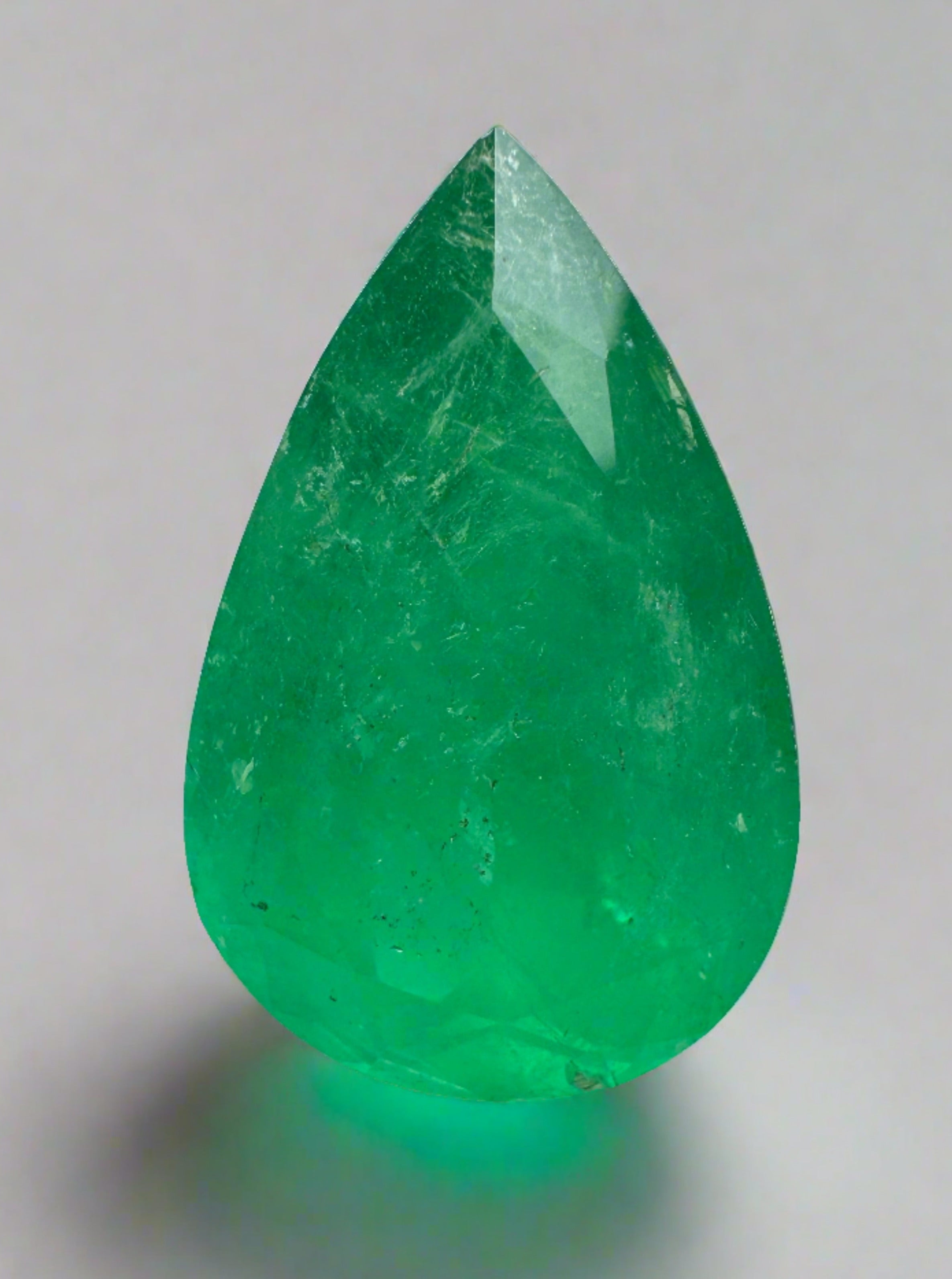 12.11 Carat 20x13 Green Natural Loose Colombian Emerald-Pear Cut - JR Colombian Emeralds