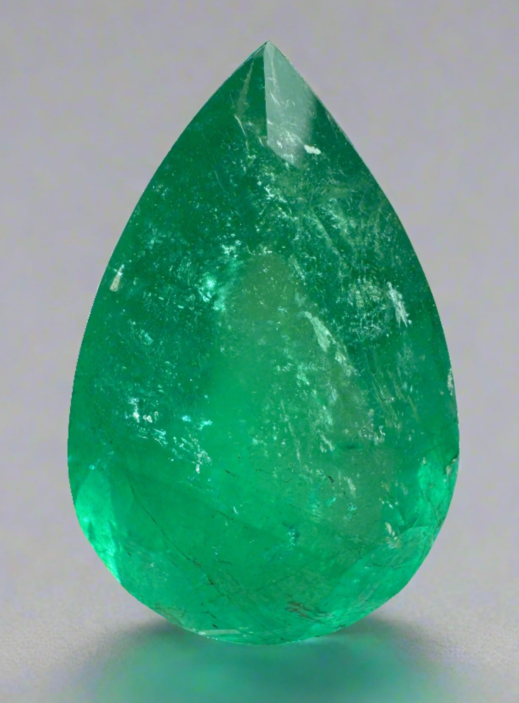 20.43 Carat 24x16 RARE HUGE Green Natural Loose Colombian Emerald-Pear Cut - JR Colombian Emeralds