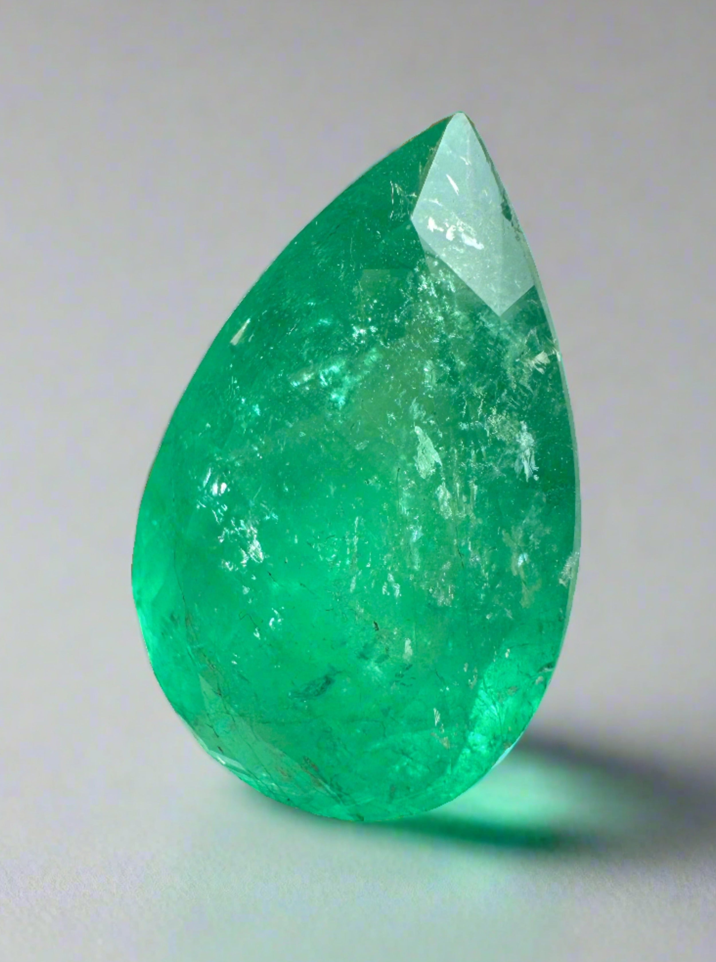 20.43 Carat 24x16 RARE HUGE Green Natural Loose Colombian Emerald-Pear Cut - JR Colombian Emeralds