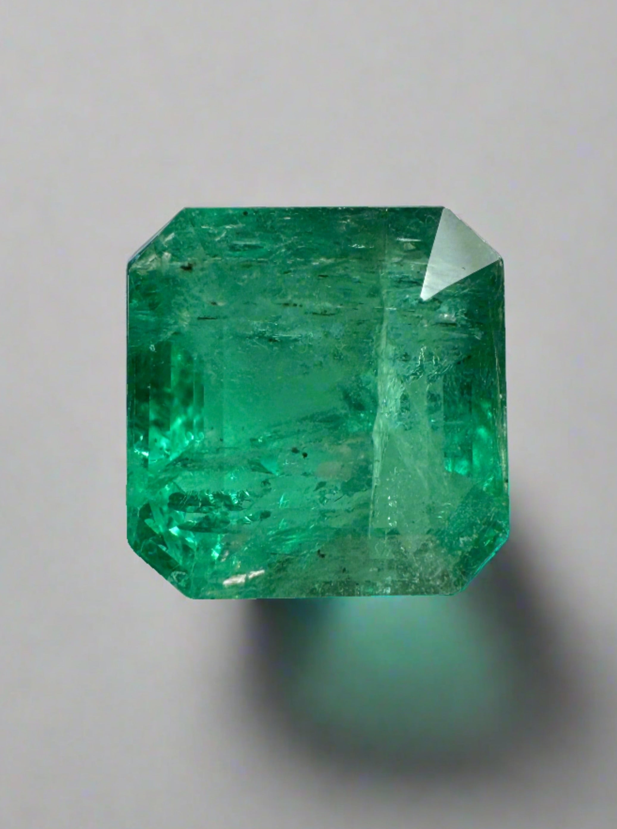 6.68 Carat 10.6x10.3 Vivid Green Natural Loose Zambian- Emerald Cut - JR Colombian Emeralds