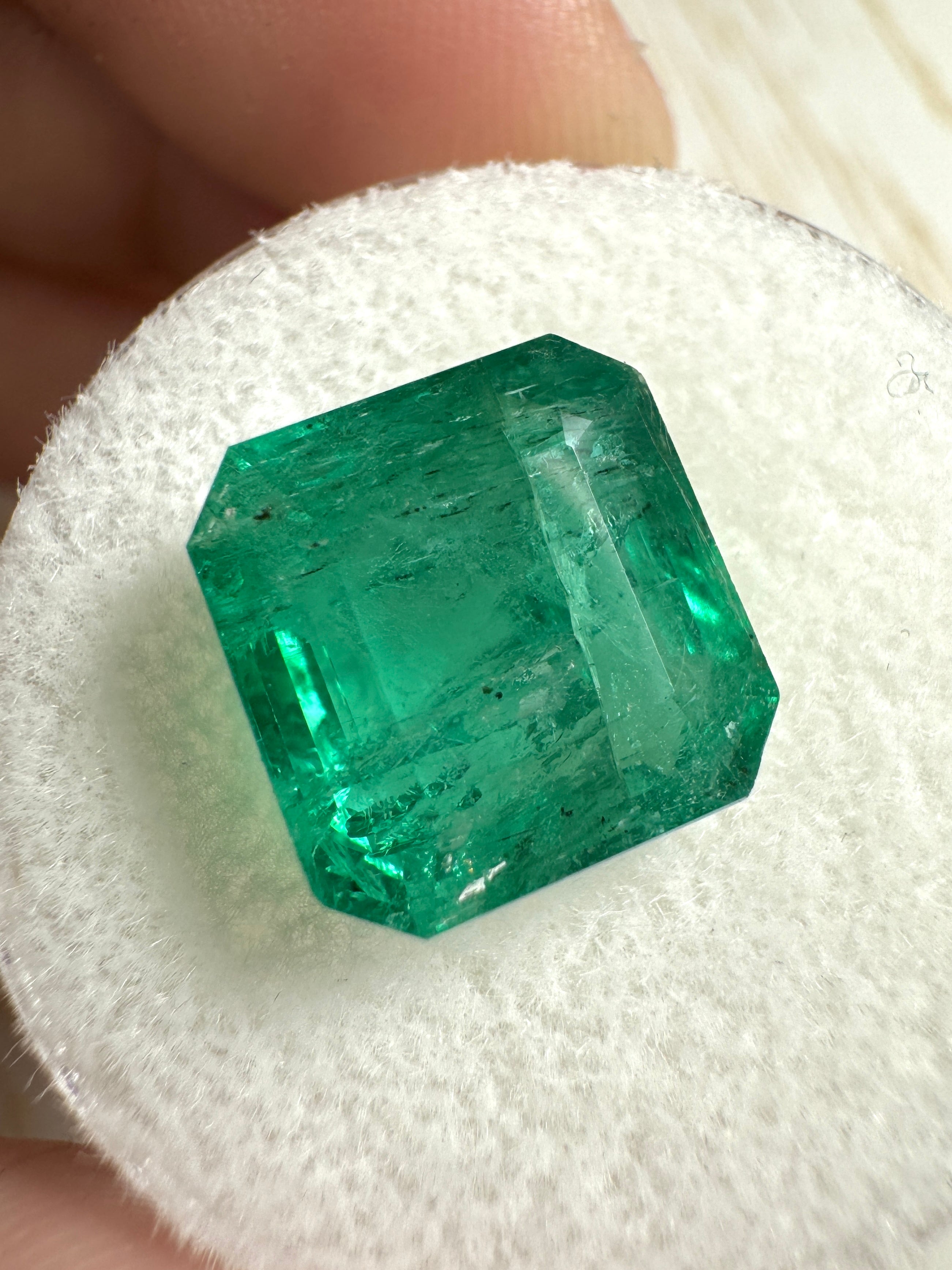 6.68 Carat 10.6x10.3 Vivid Green Natural Loose Zambian- Emerald Cut - JR Colombian Emeralds