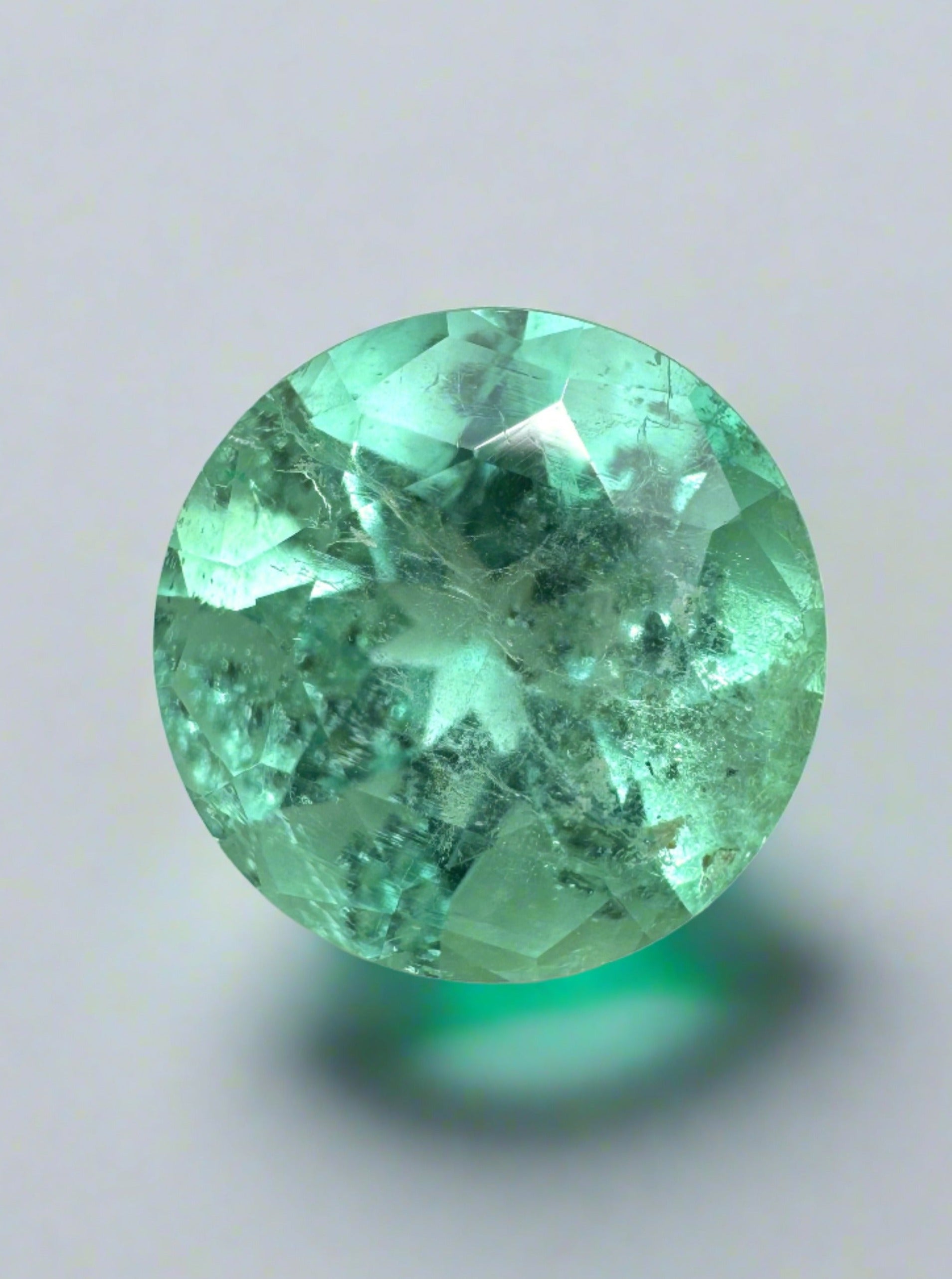 2.50 Carat 9x9 Bright Light Green Natural Round Loose Colombian Emerald - JR Colombian Emeralds