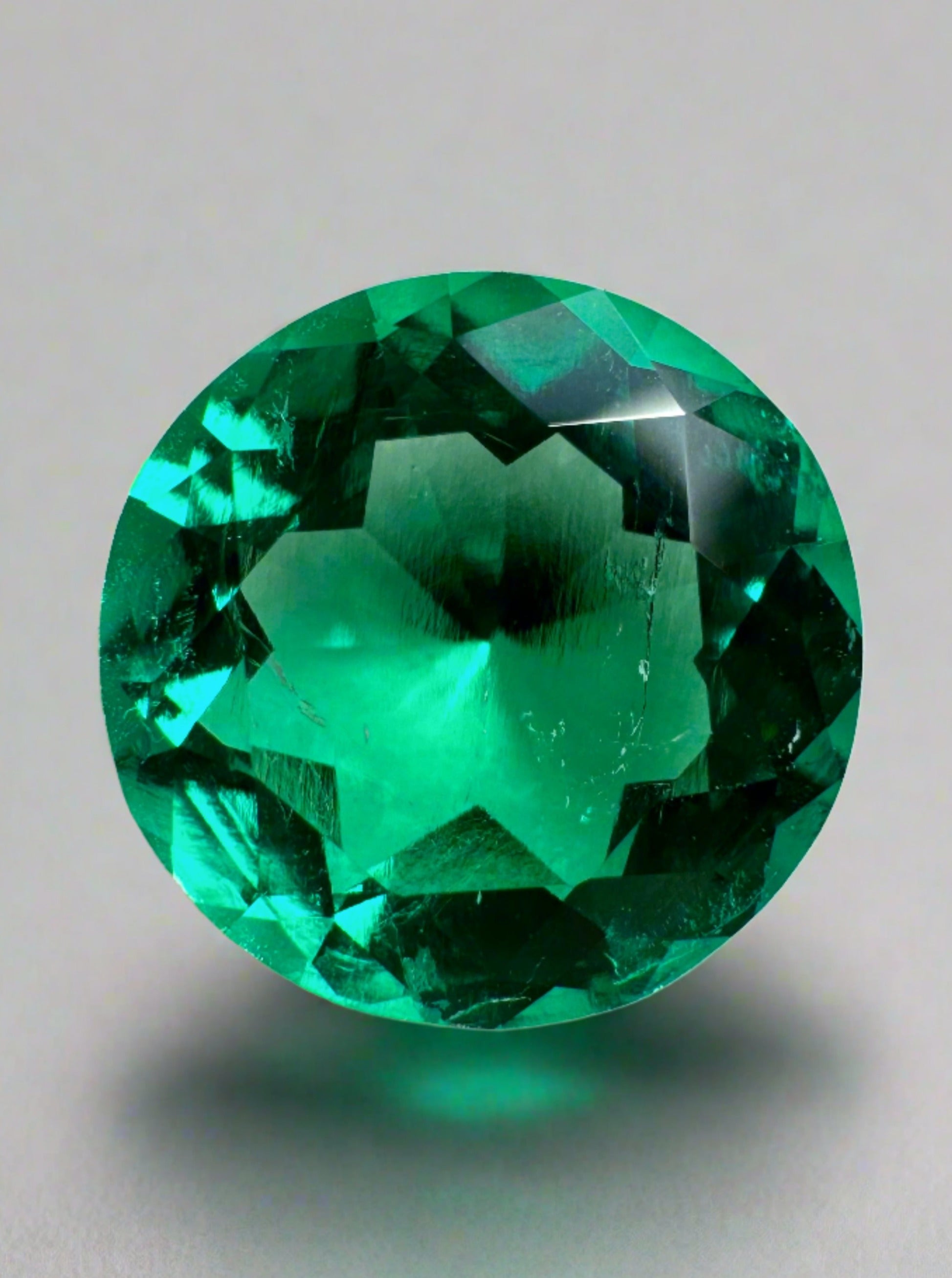 2.71 Carat 10x10 AAA+ Drop of Oil Minor Oil Natural Round Loose Colombian Emerald - JR Colombian Emeralds