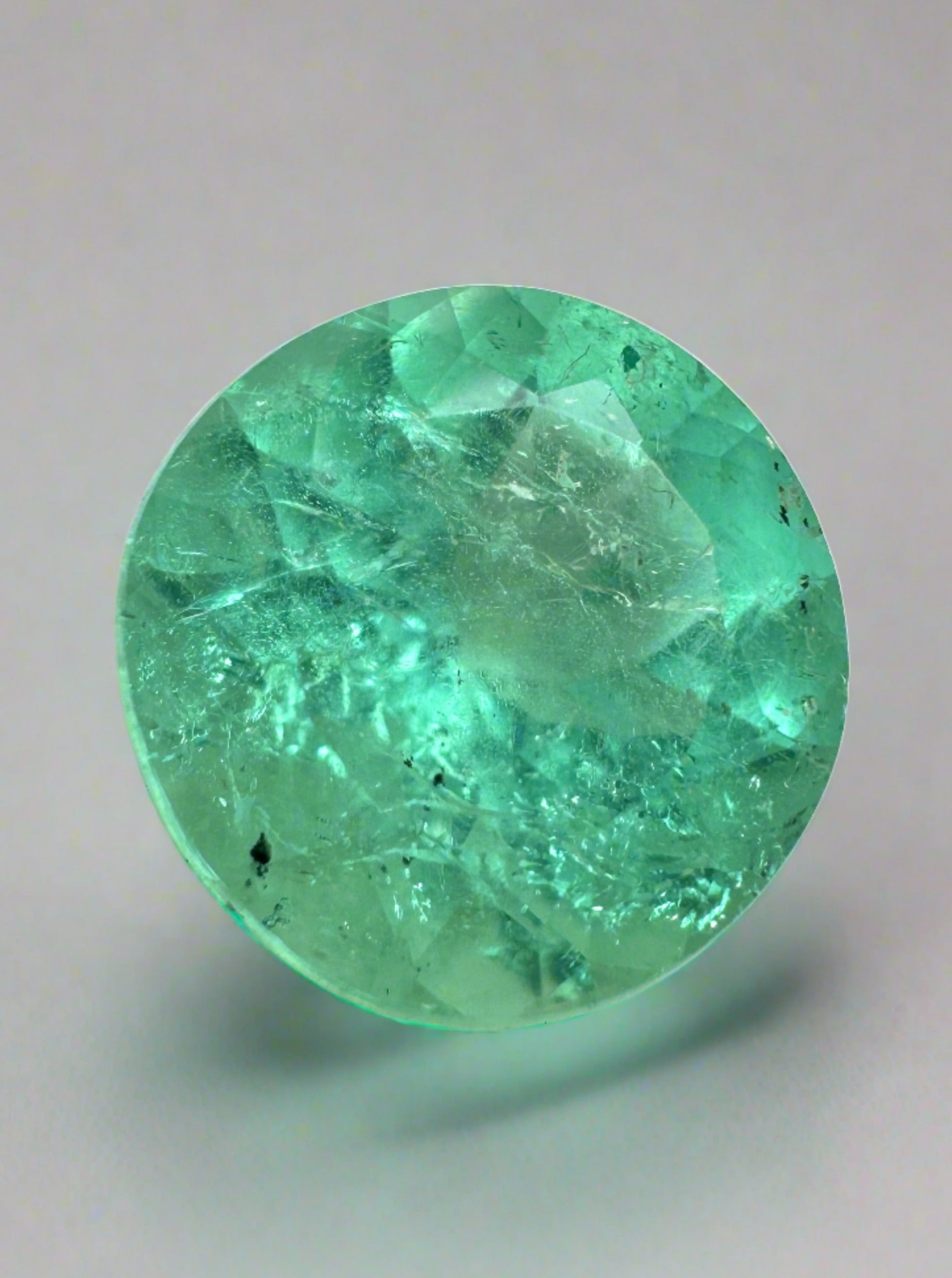 2.87 Carat 9x9 Medium Green Natural Round Loose Colombian Emerald - JR Colombian Emeralds