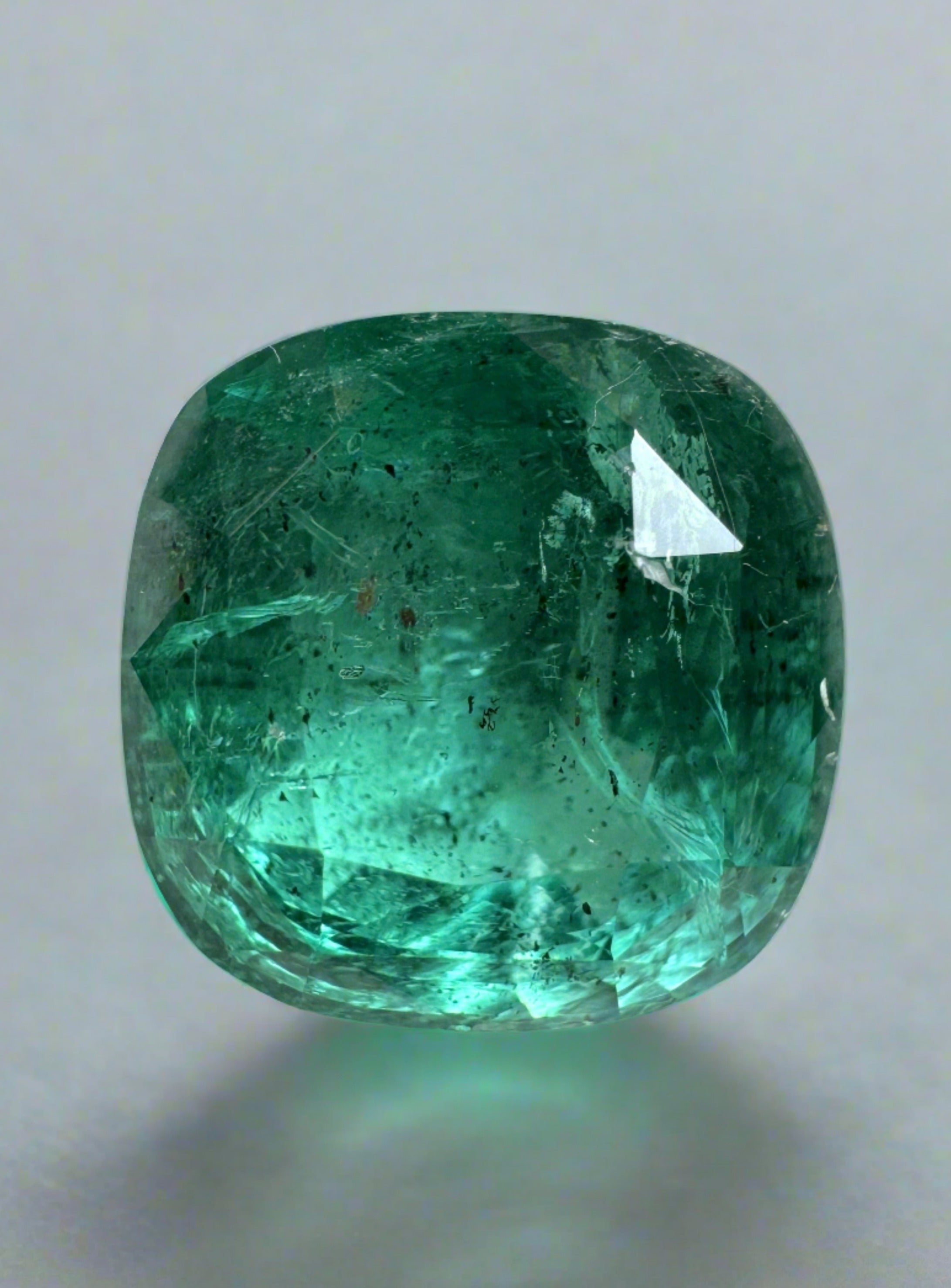 9.12 Carat 12.5x12.5 Earthy Green Natural Loose Zambian Emerald-Rounded Cushion Cut - JR Colombian Emeralds