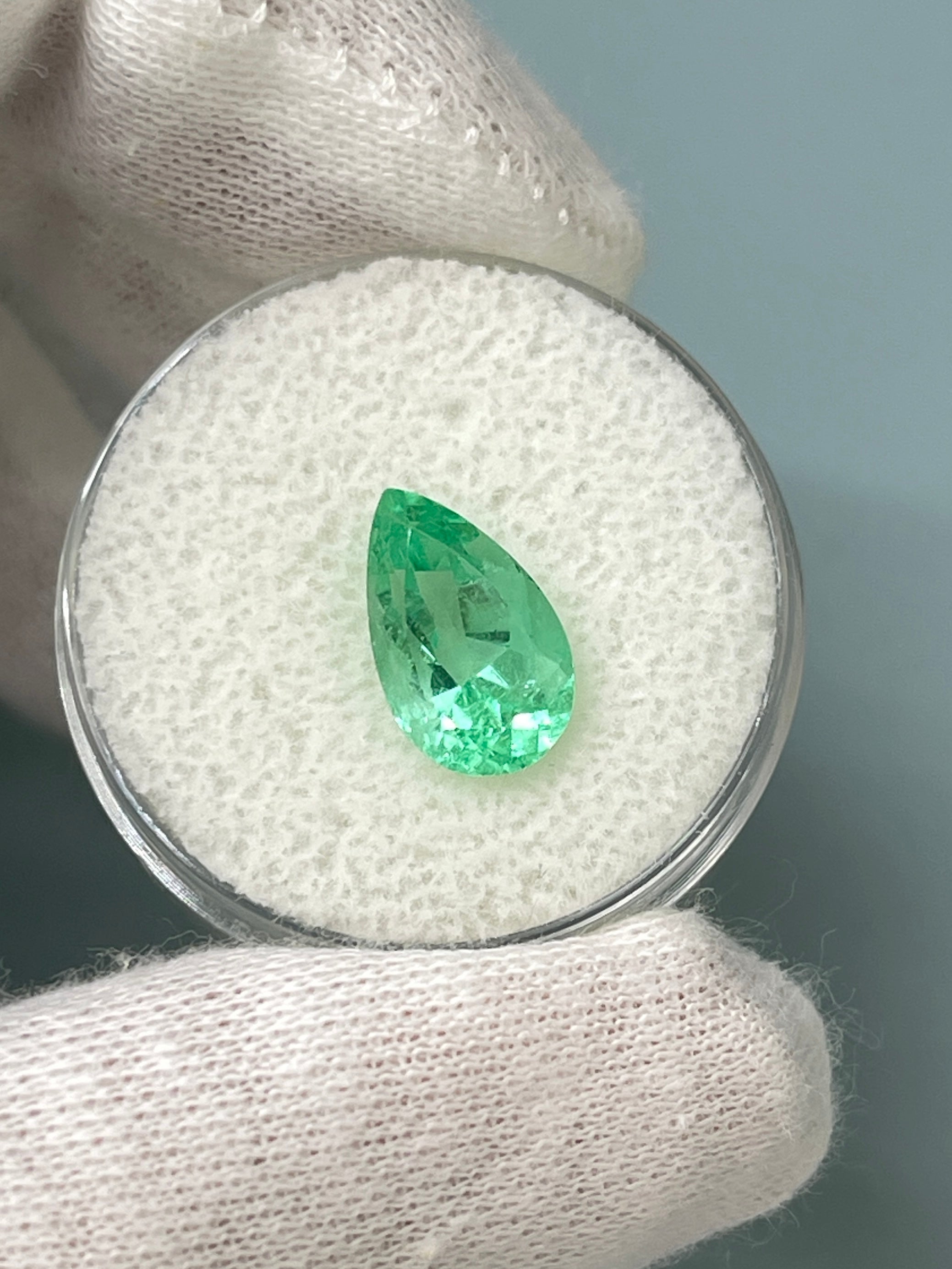 2.59 carat Transparent Natural Loose Colombian Emerald-Pear Cut