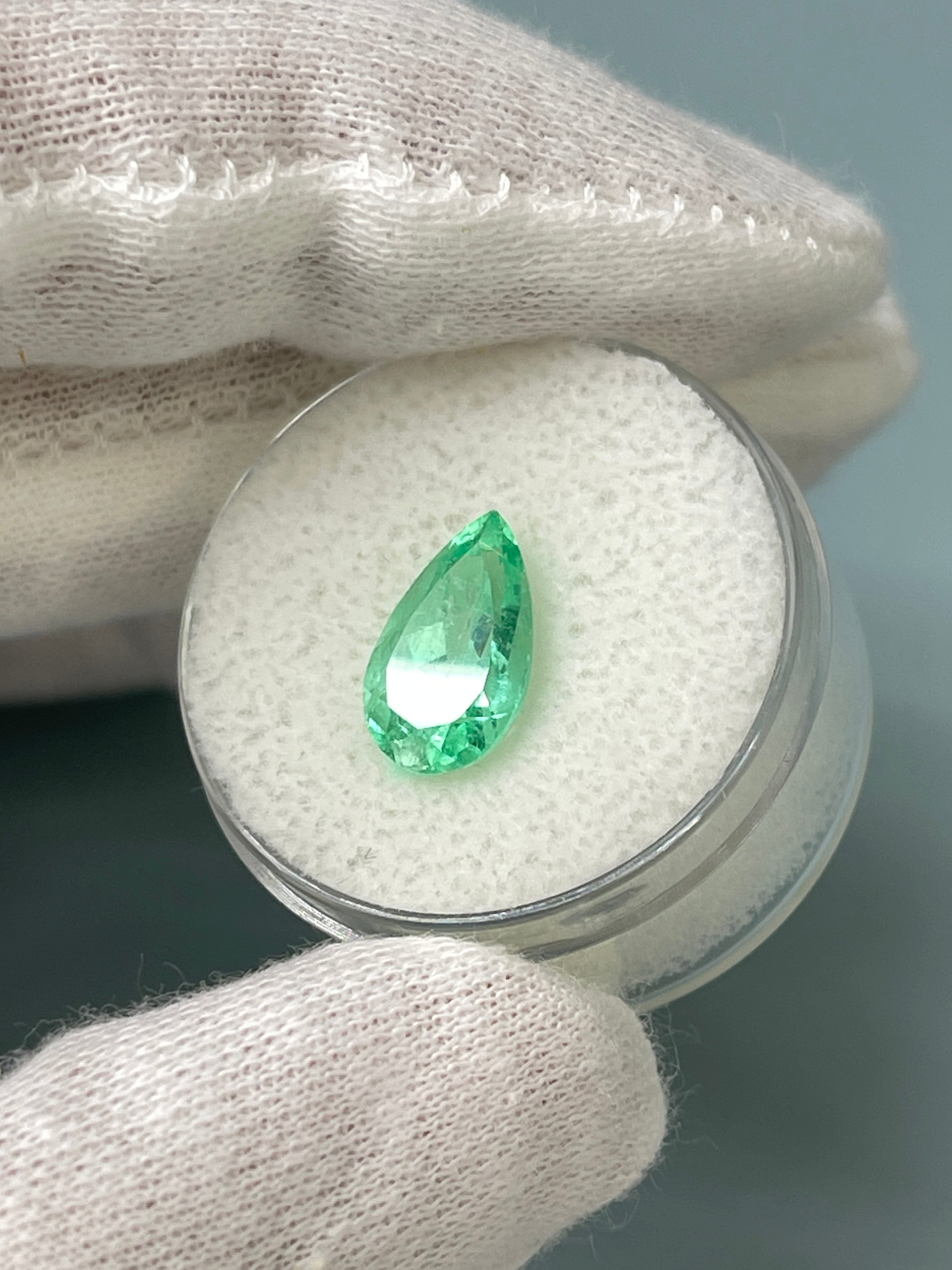 2.59 carat Transparent Natural Loose Colombian Emerald-Pear Cut