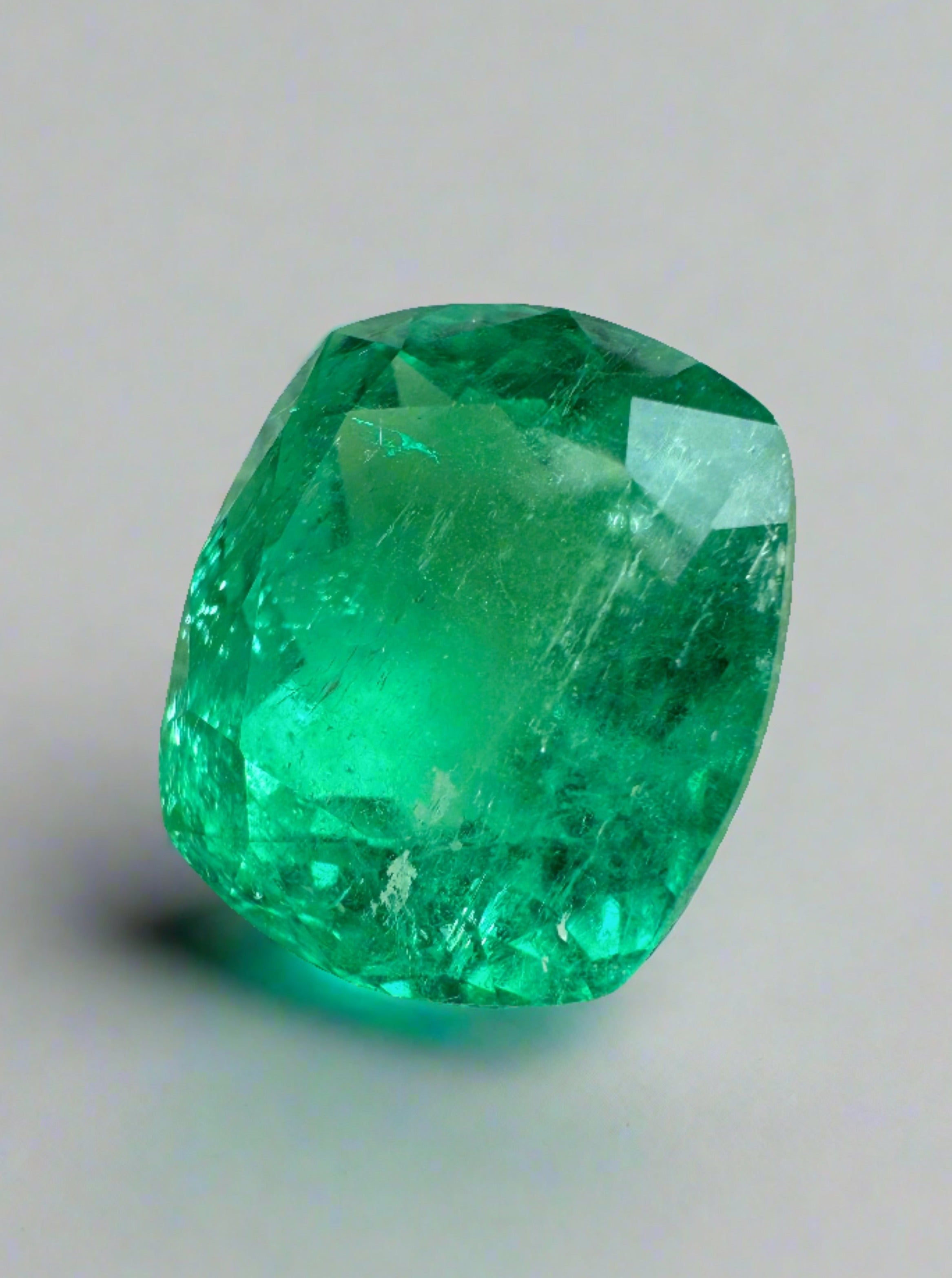 8.20 Carat 13.4x11.5 Muzo Green Natural Loose Colombian Emerald- Cushion Cut - JR Colombian Emeralds