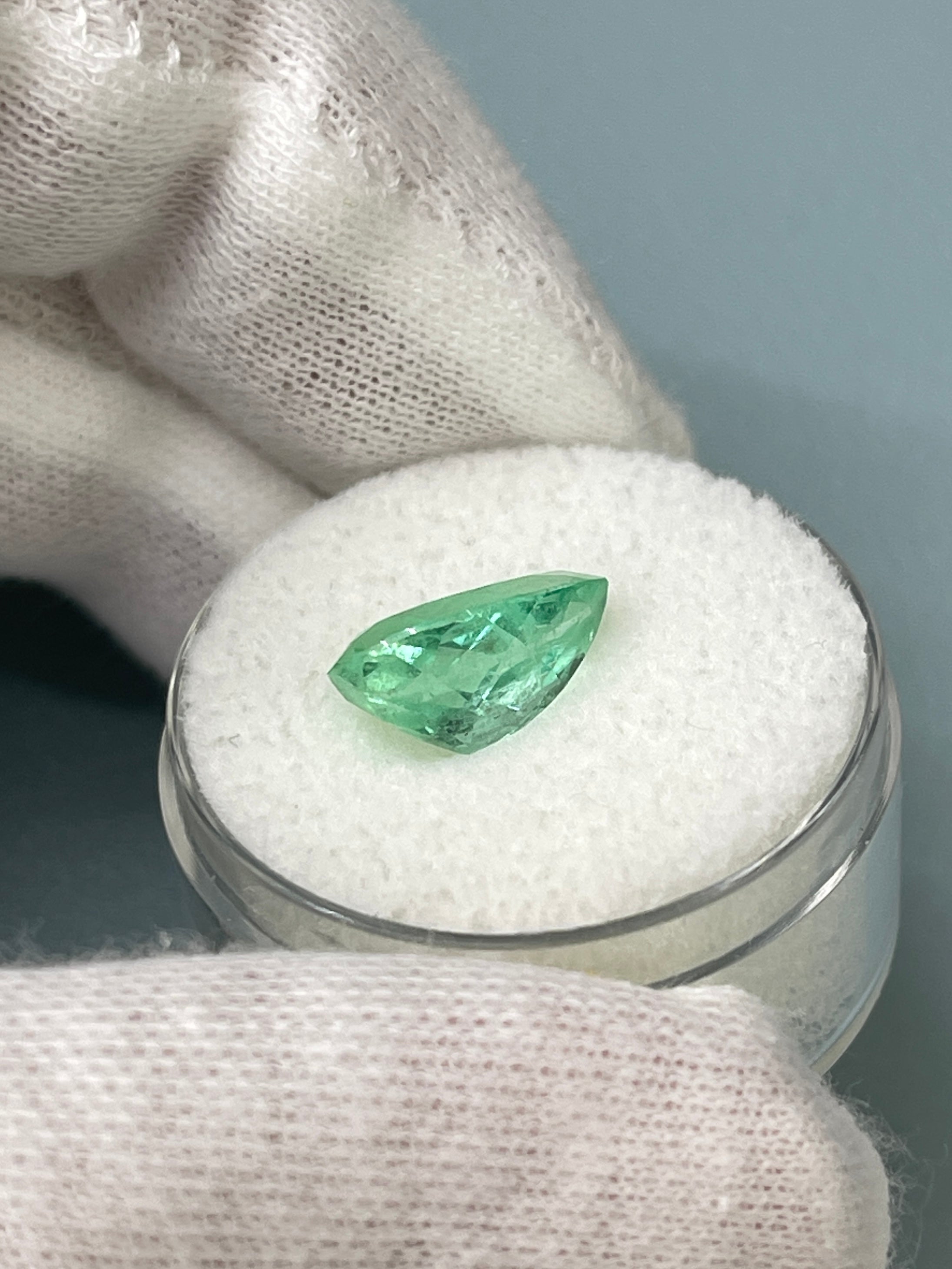 2.59 carat Transparent Natural Loose Colombian Emerald-Pear Cut