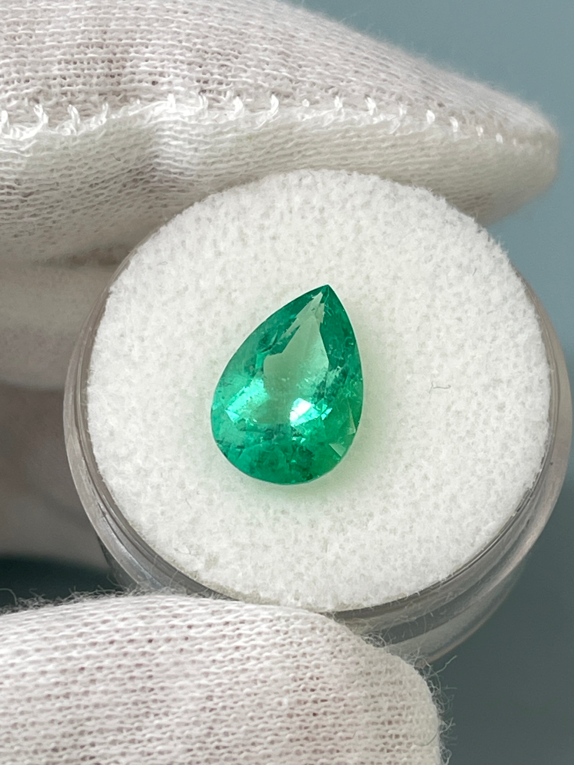 2.95 carat 12.5x8.5 Medium Green Natural Loose Colombian Emerald-Pear Cut