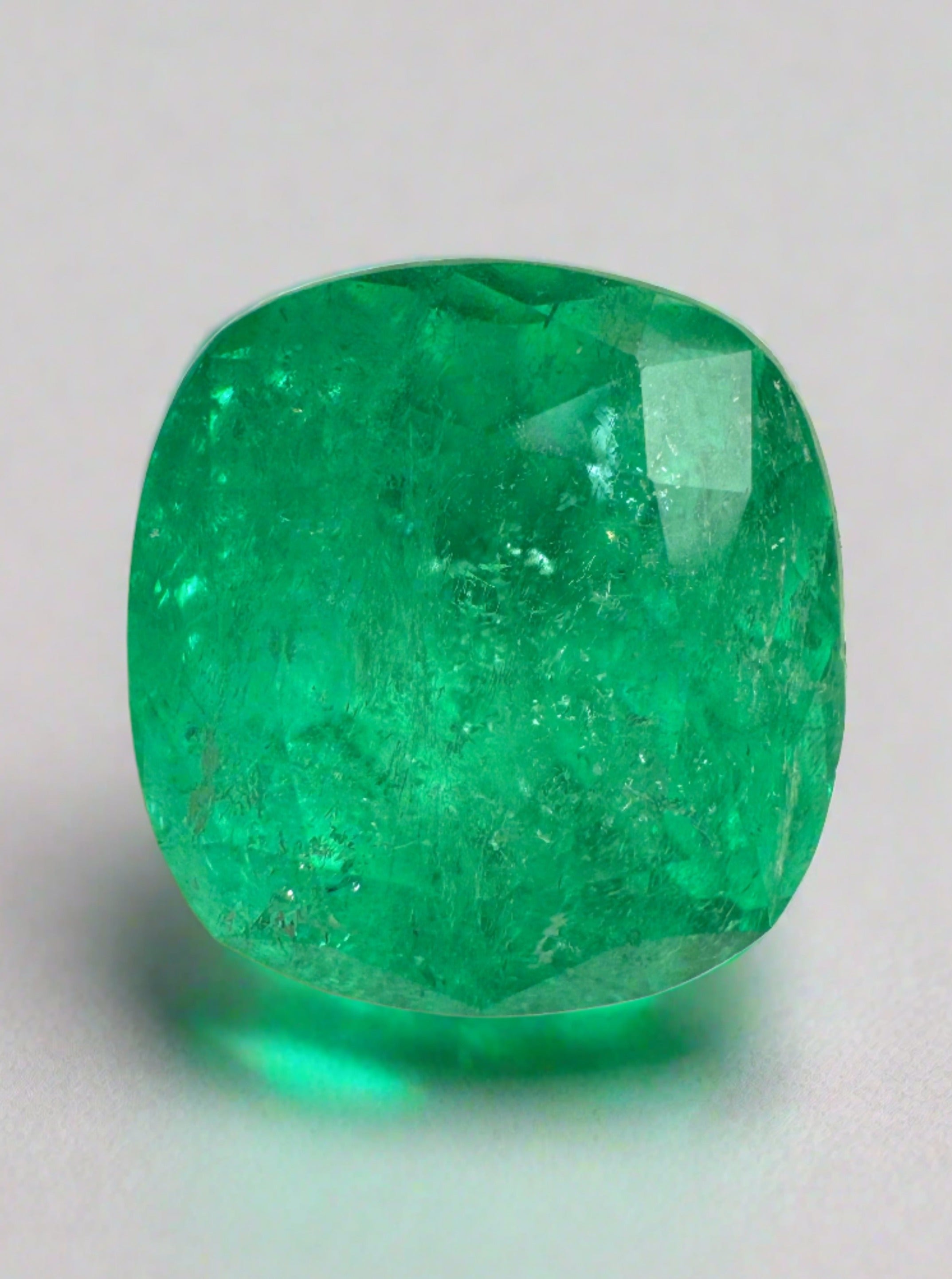 6.97 Carat Rich Green Natural Loose Colombian Emerald-Cushion Cut - JR Colombian Emeralds