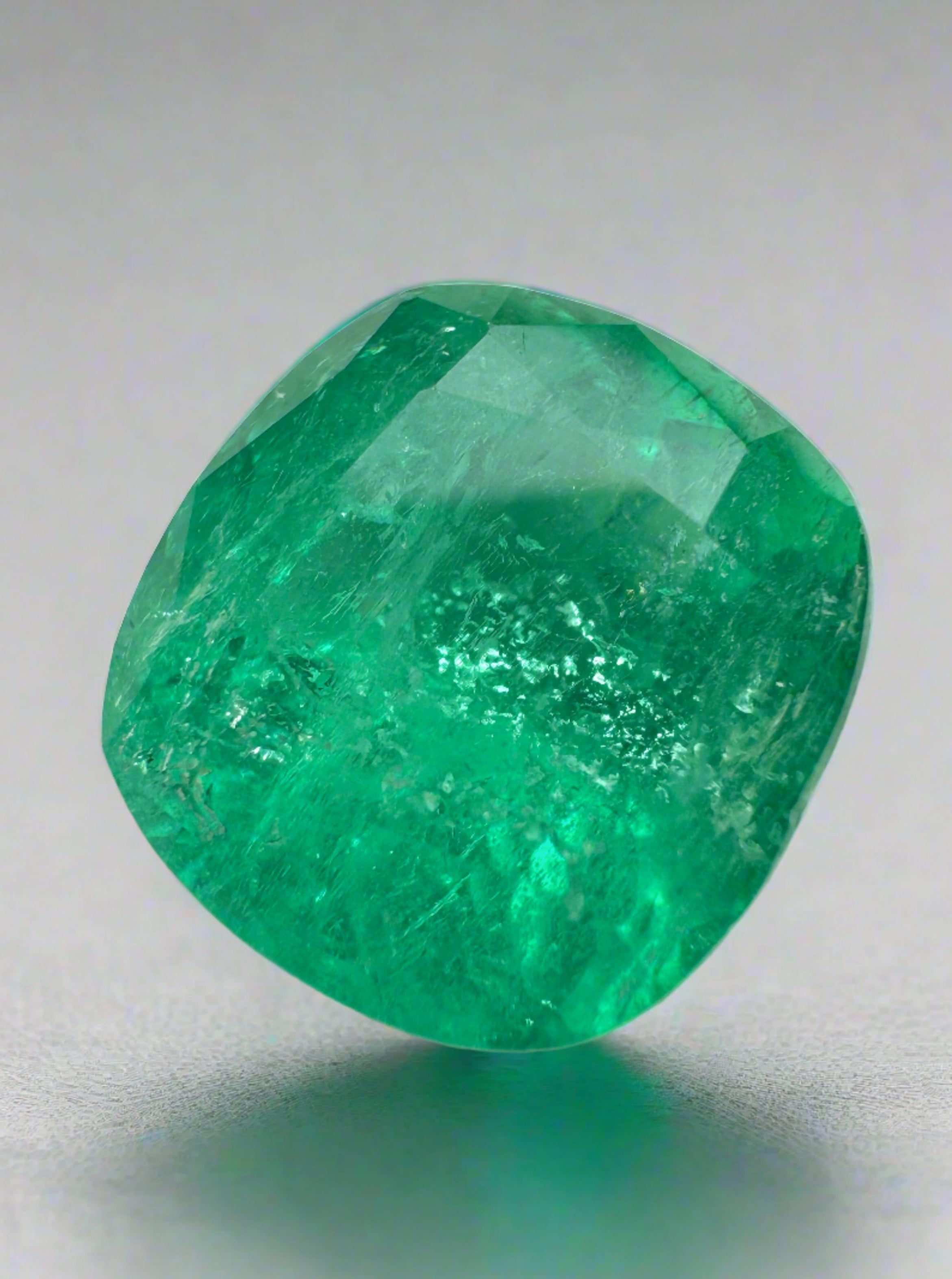 6.97 Carat Rich Green Natural Loose Colombian Emerald-Cushion Cut - JR Colombian Emeralds