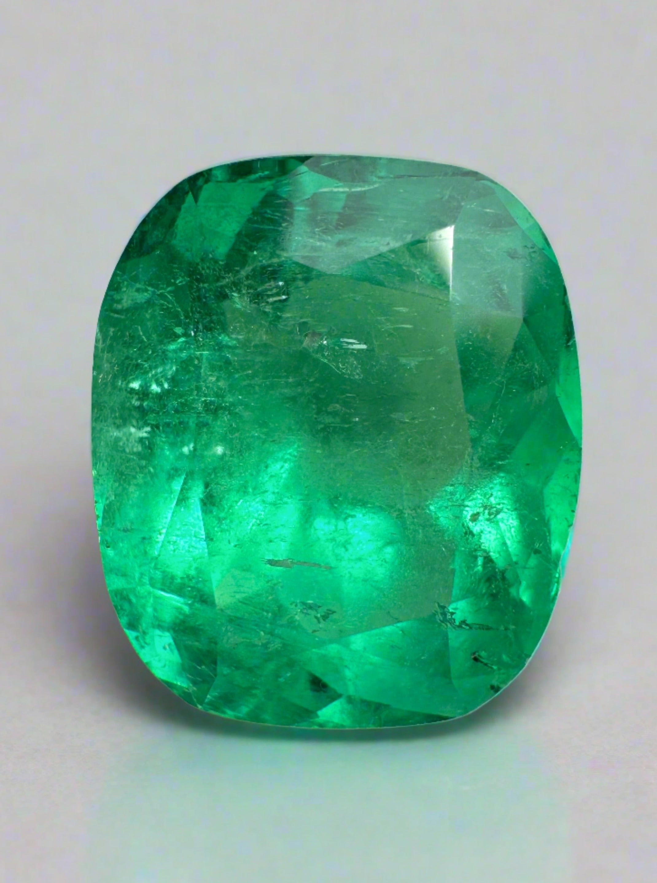 7.08 Carat 13x11 Muzo Green Natural Loose Colombian Emerald- Cushion Cut - JR Colombian Emeralds