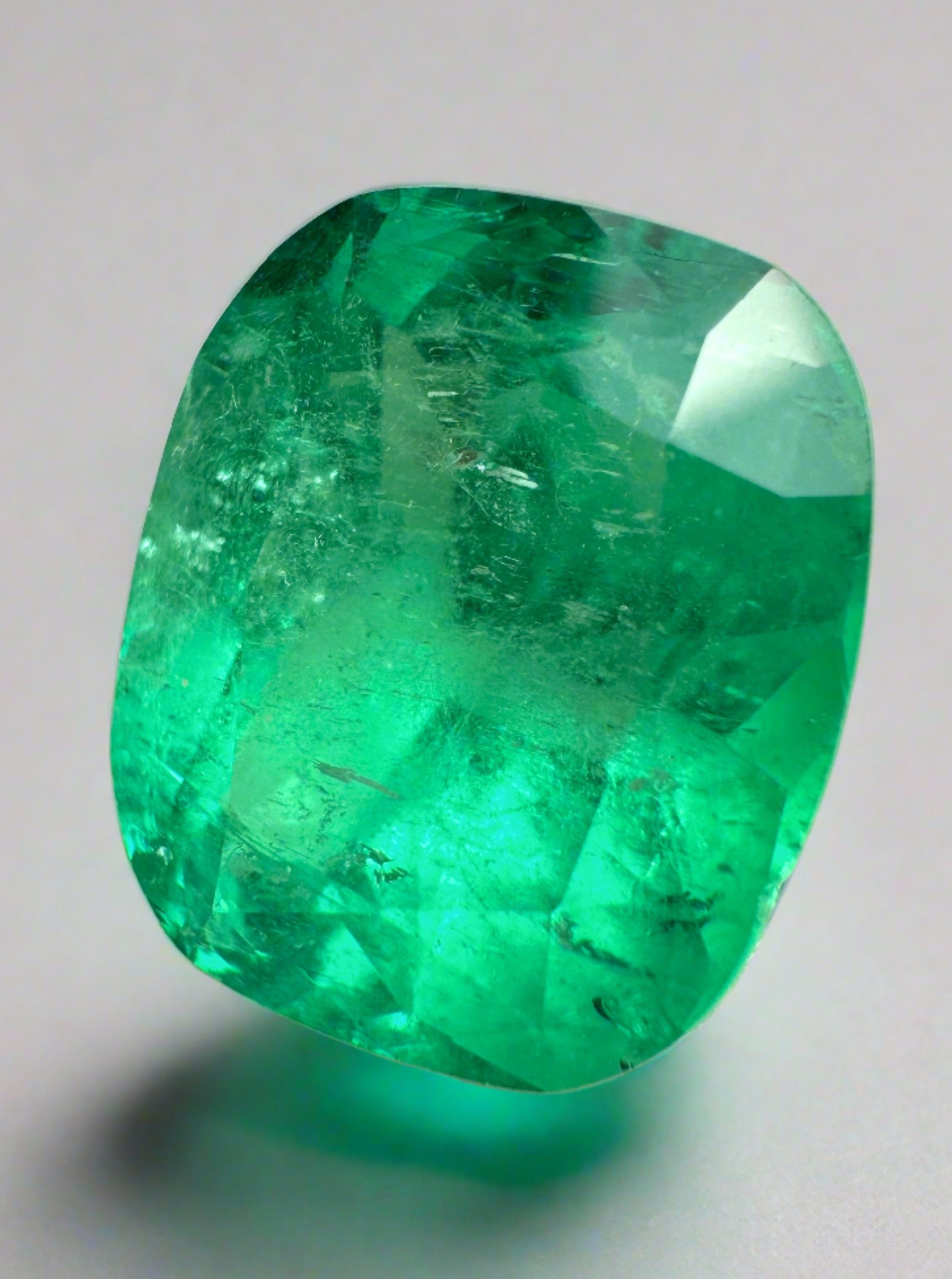 7.08 Carat 13x11 Muzo Green Natural Loose Colombian Emerald- Cushion Cut - JR Colombian Emeralds