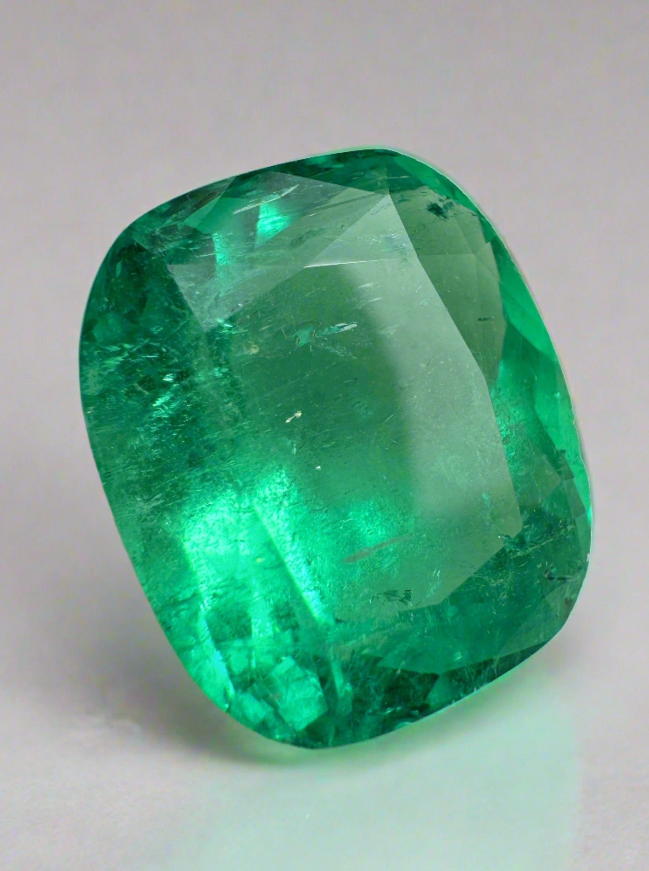 7.08 Carat 13x11 Muzo Green Natural Loose Colombian Emerald- Cushion Cut - JR Colombian Emeralds