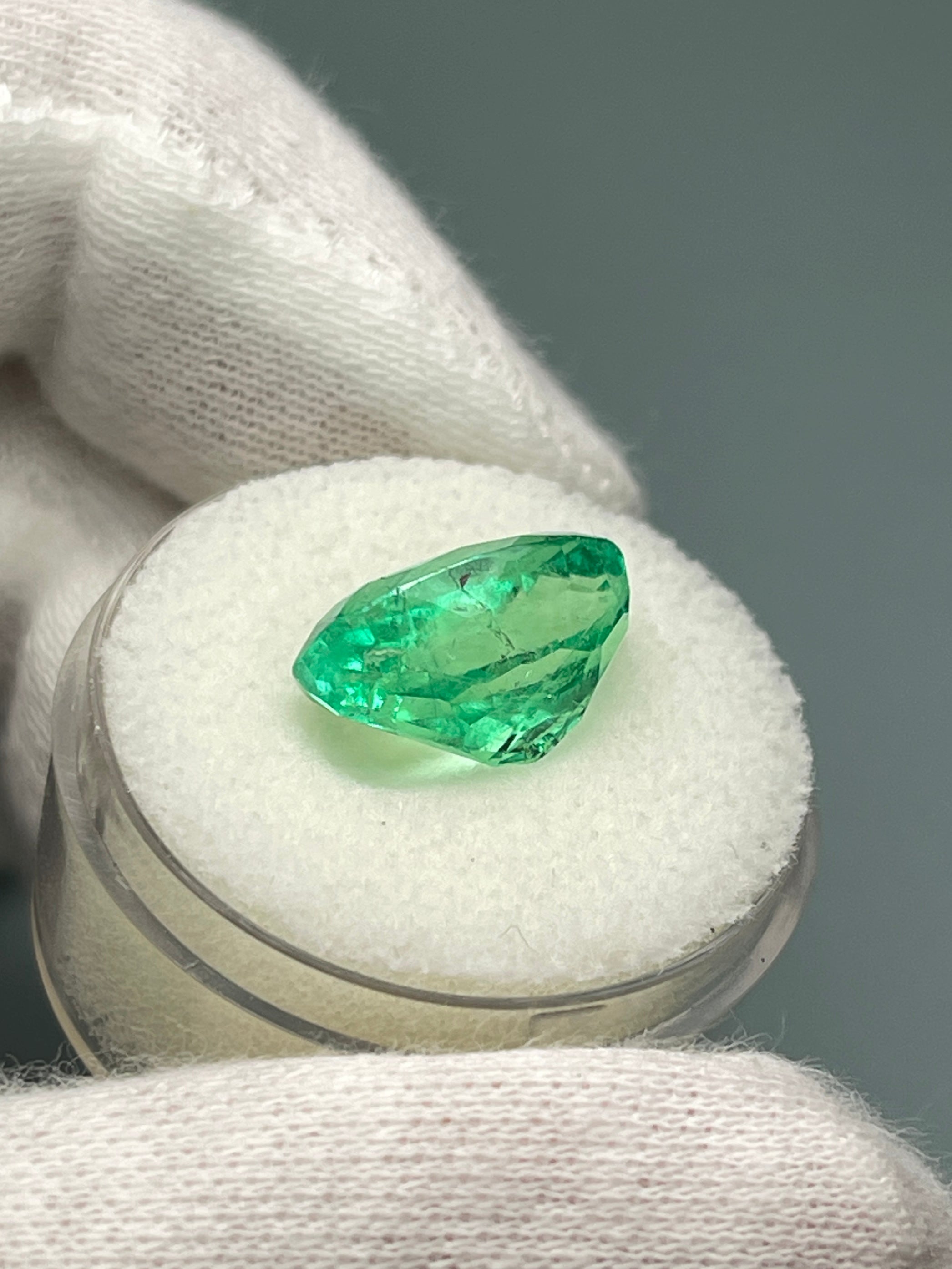 6.23 Carat Elongated Yellowish Green Natural Loose Colombian Emerald-Oval Cut