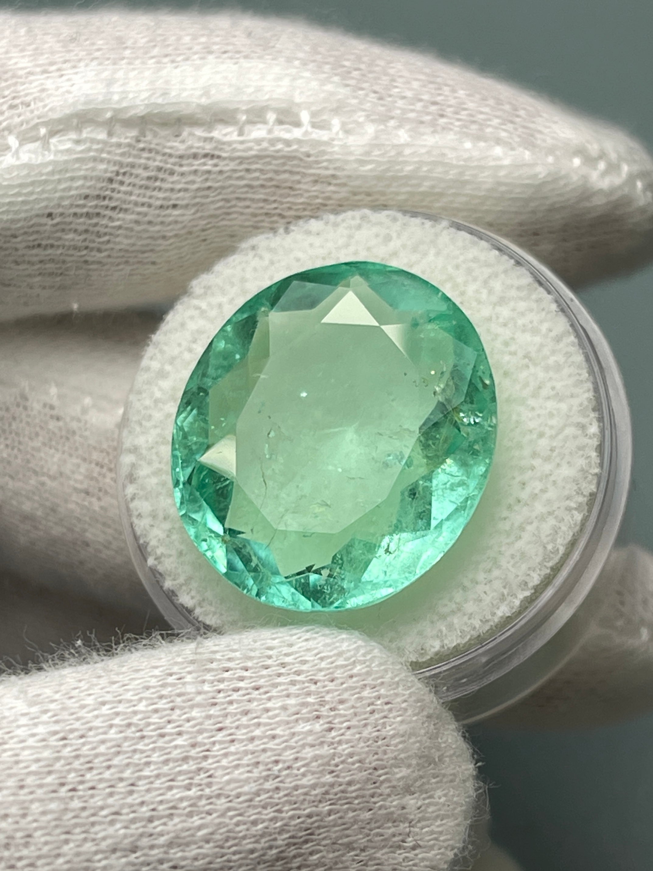 Large 19.15tcw 20x18 Bubbly Light Green Loose Colombian Emeralds-Oval Cut