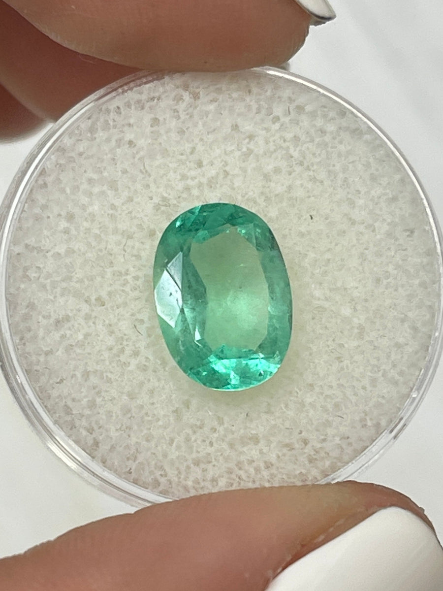 Natural Colombian Emerald - 3.03 Carat Oval Cut in Soft Green