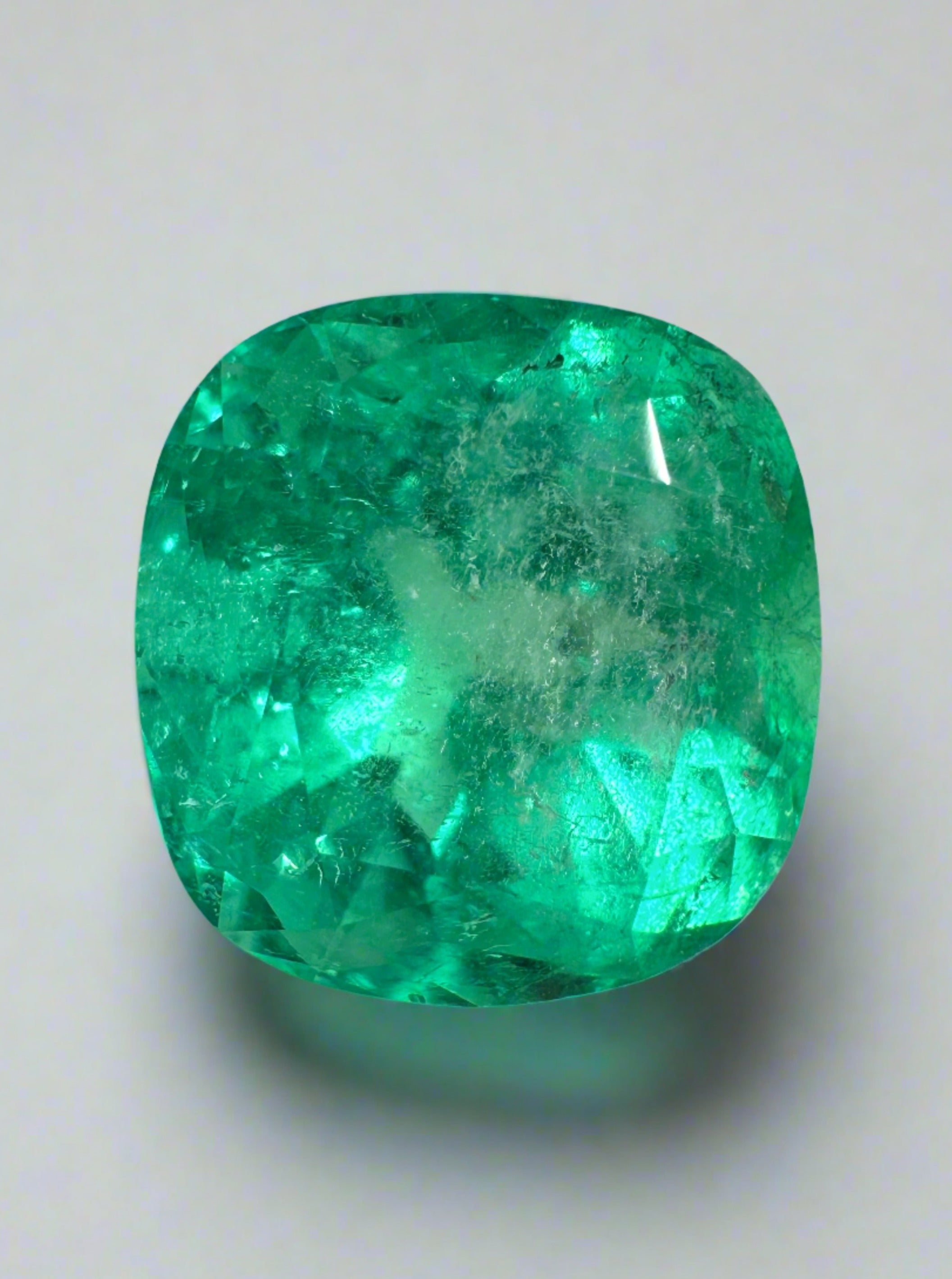 4.76 Carat Bright Yellowish Green Natural Loose Colombian Emerald-Cushion Cut - JR Colombian Emeralds