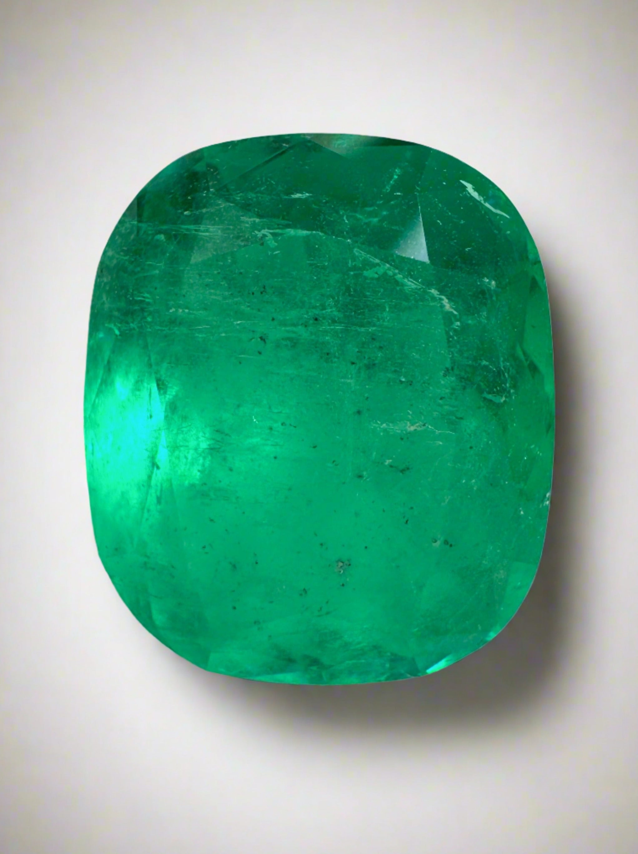 5.69 Carat 12x10 Bluish Green Natural Loose Colombian Emerald- Cushion Cut - JR Colombian Emeralds