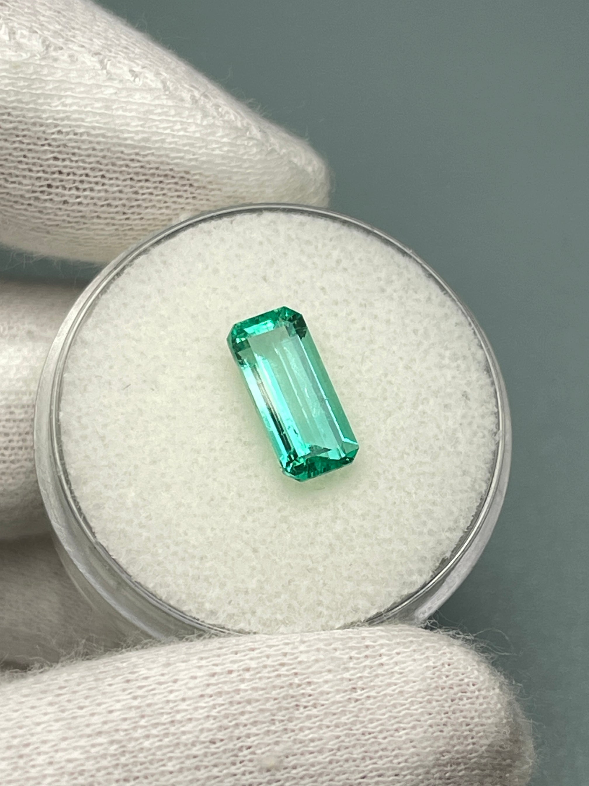 1.65 Carat 11x5 Crystalline Natural Loose Colombian Emerald-Elongated Emerald Cut