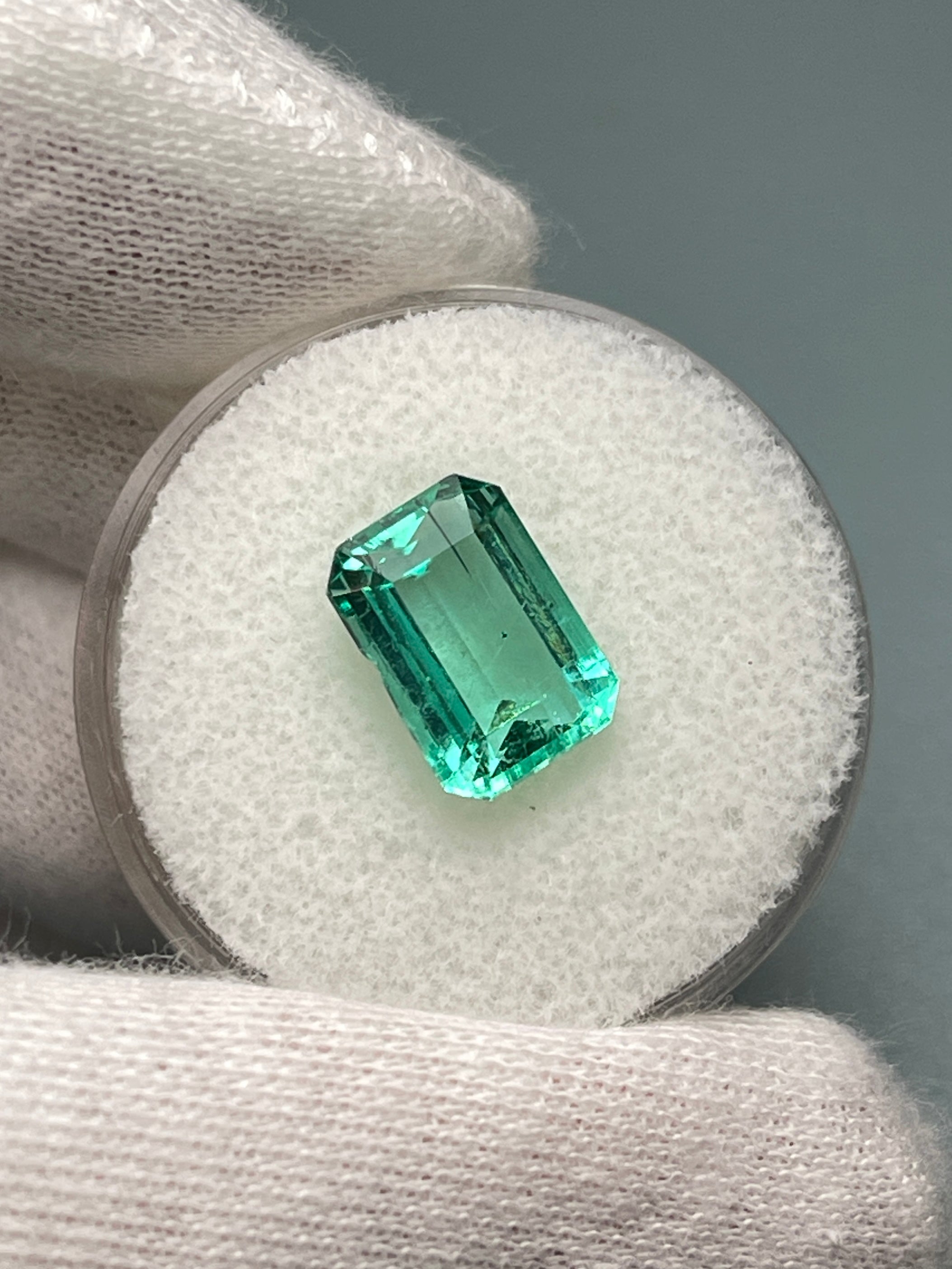 3.76 Carat 11x8 Chipped Crystal Clear Green Natural Loose Colombian Emerald-Emerald Cut