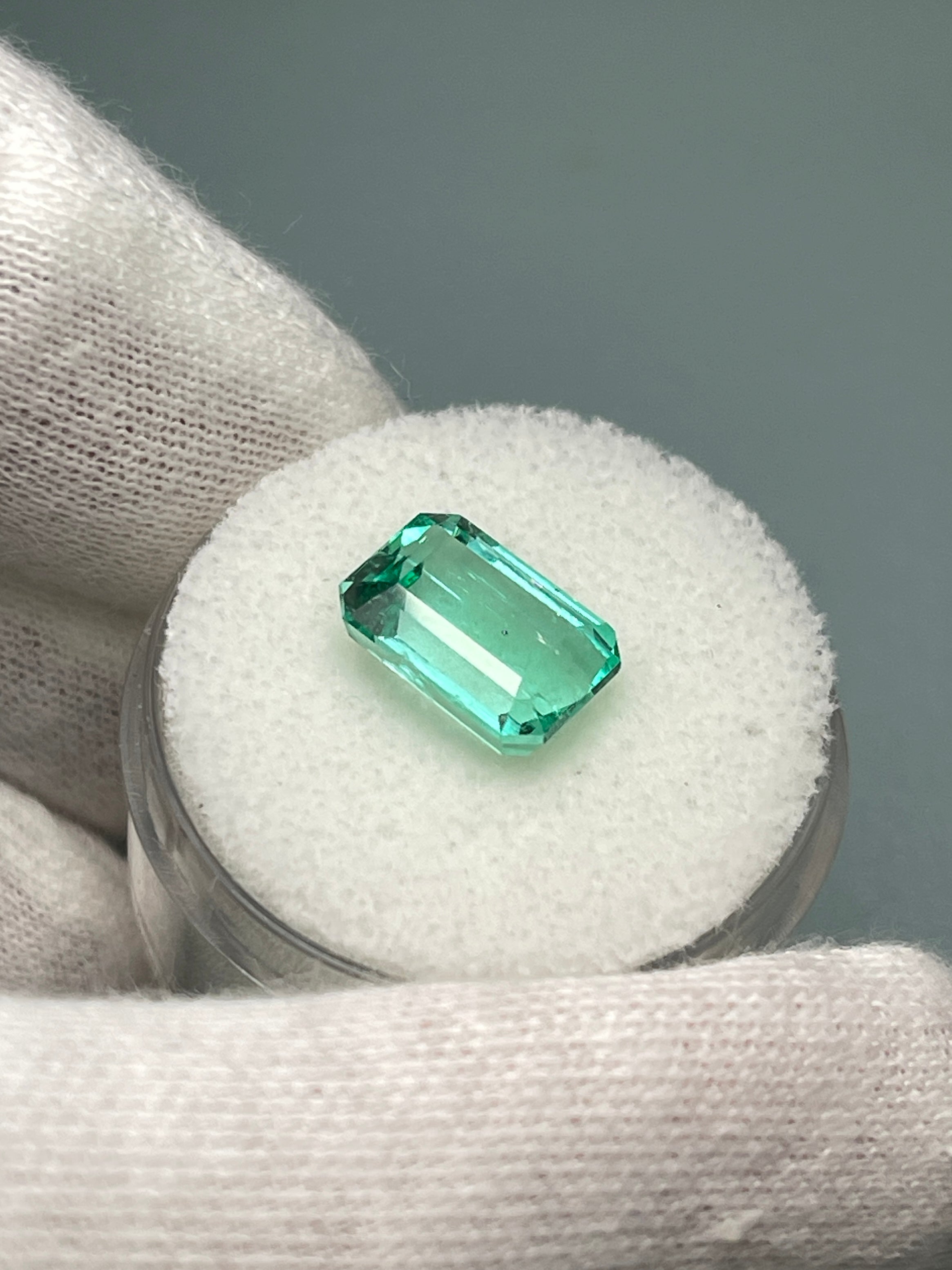 3.76 Carat 11x8 Chipped Crystal Clear Green Natural Loose Colombian Emerald-Emerald Cut