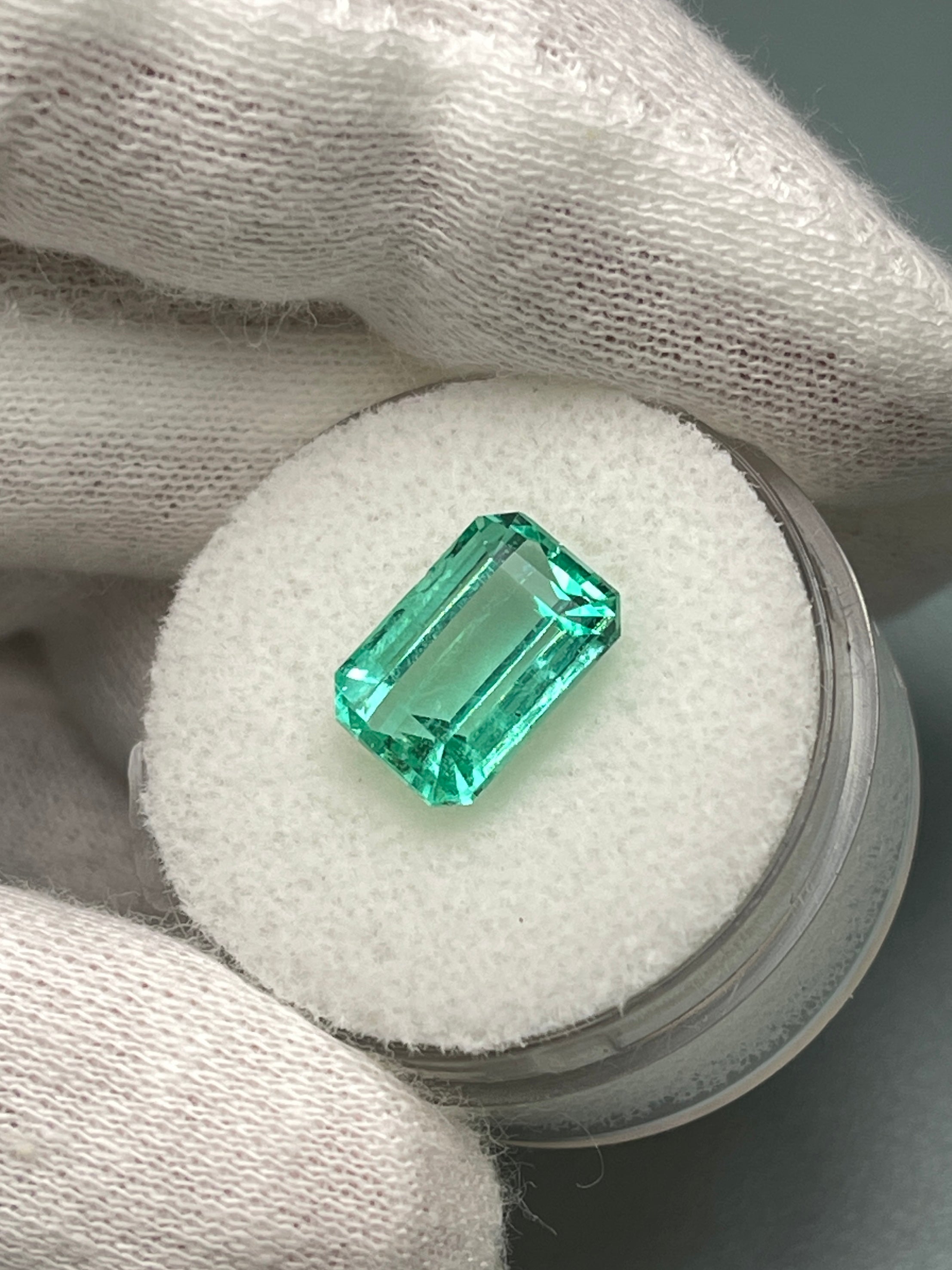 3.76 Carat 11x8 Chipped Crystal Clear Green Natural Loose Colombian Emerald-Emerald Cut