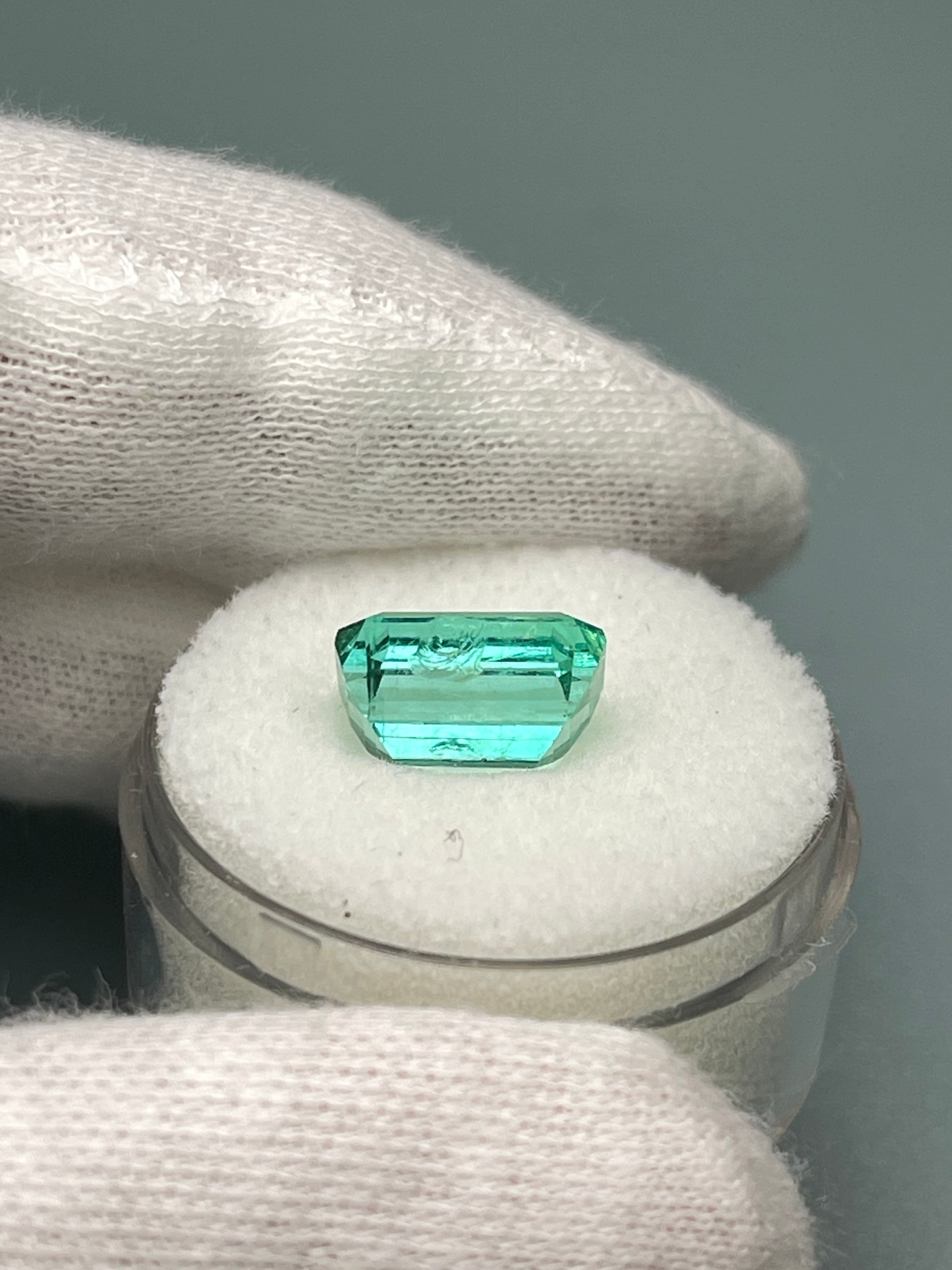 3.76 Carat 11x8 Chipped Crystal Clear Green Natural Loose Colombian Emerald-Emerald Cut